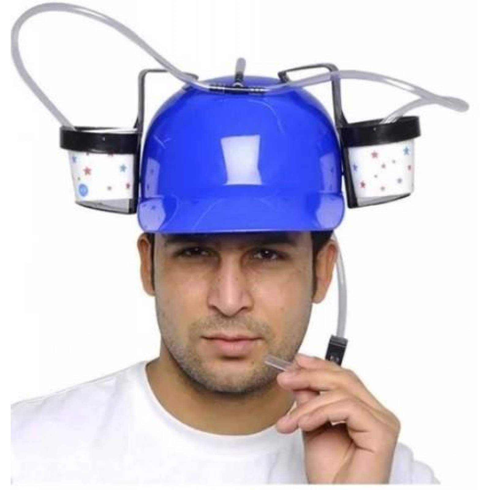 CASCO PORTA LATAS DE CERVEZA REFRESCO BEBIDAS AZUL 