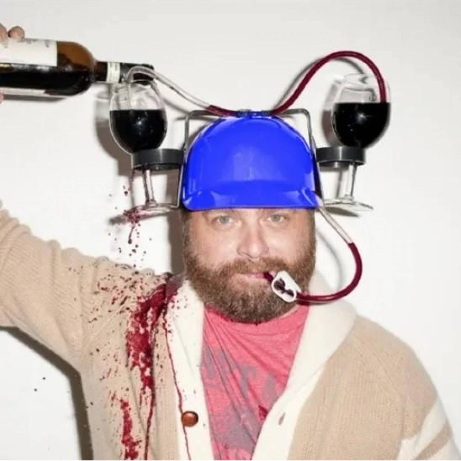 CASCO PORTA LATAS DE CERVEZA REFRESCO BEBIDAS AZUL 