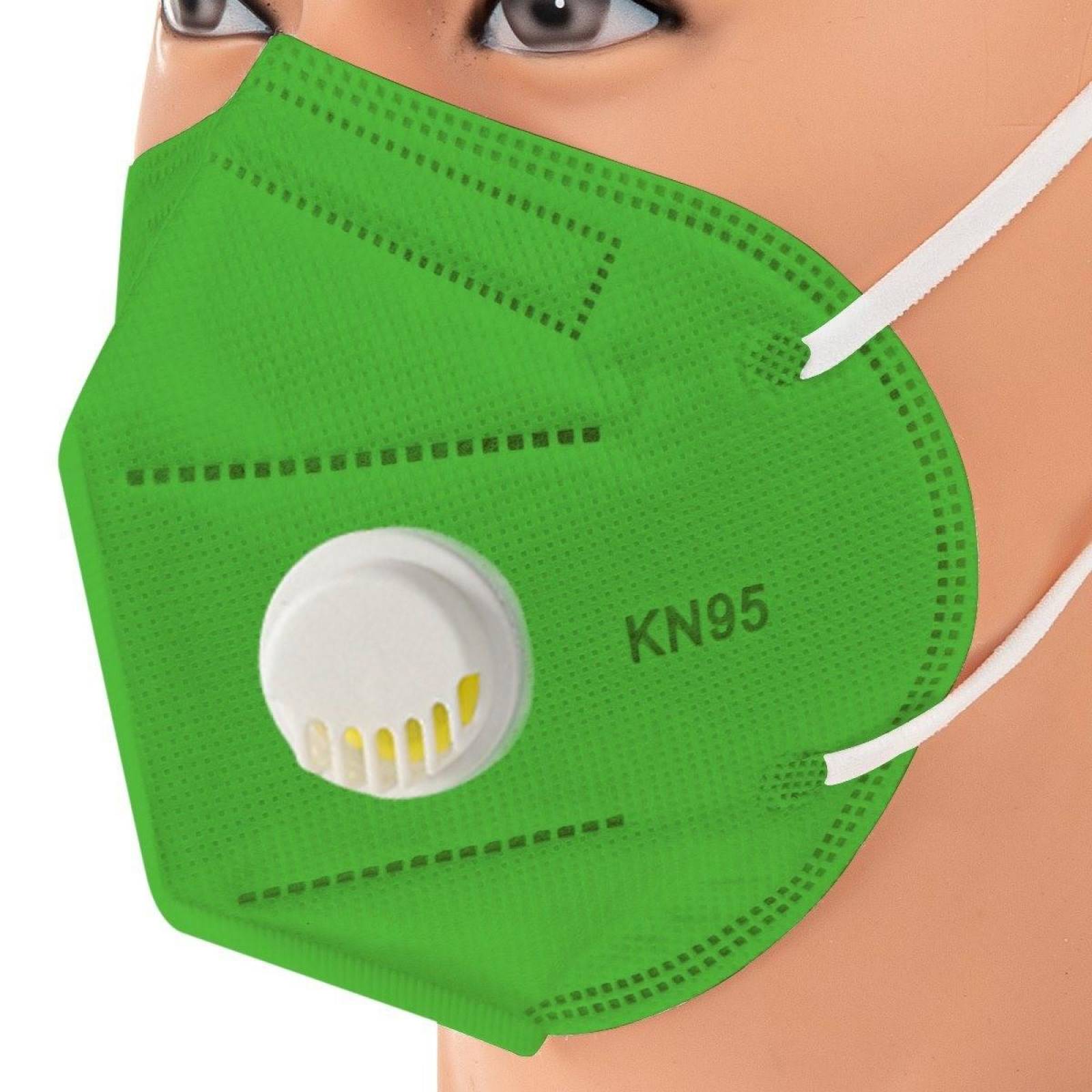 CUBRE BOCA MASCARILLA KN95 VERDE NEON CON VALVULA 