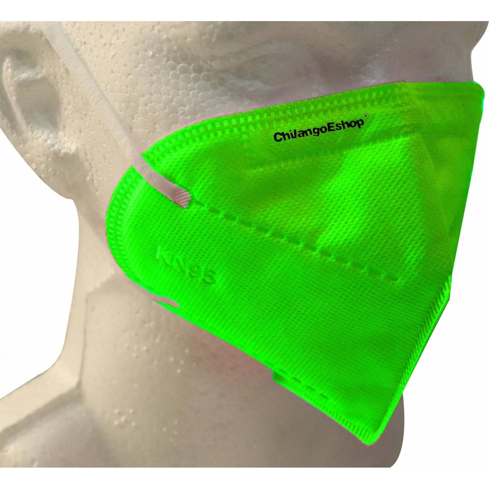 CUBRE BOCA MASCARILLA KN95 VERDE NEON CON VALVULA 