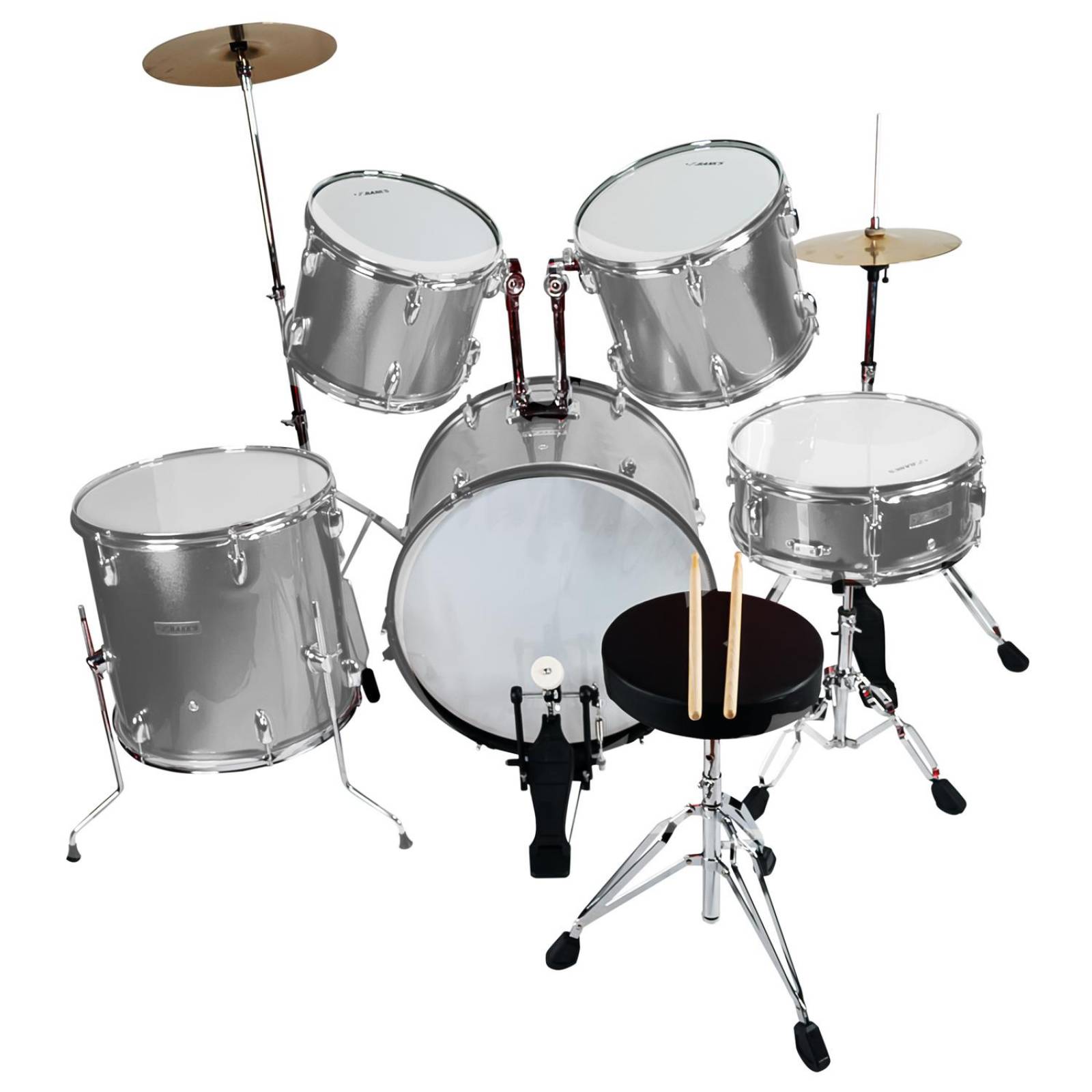 Bateria Musical Profesional Adulto Color Gris 