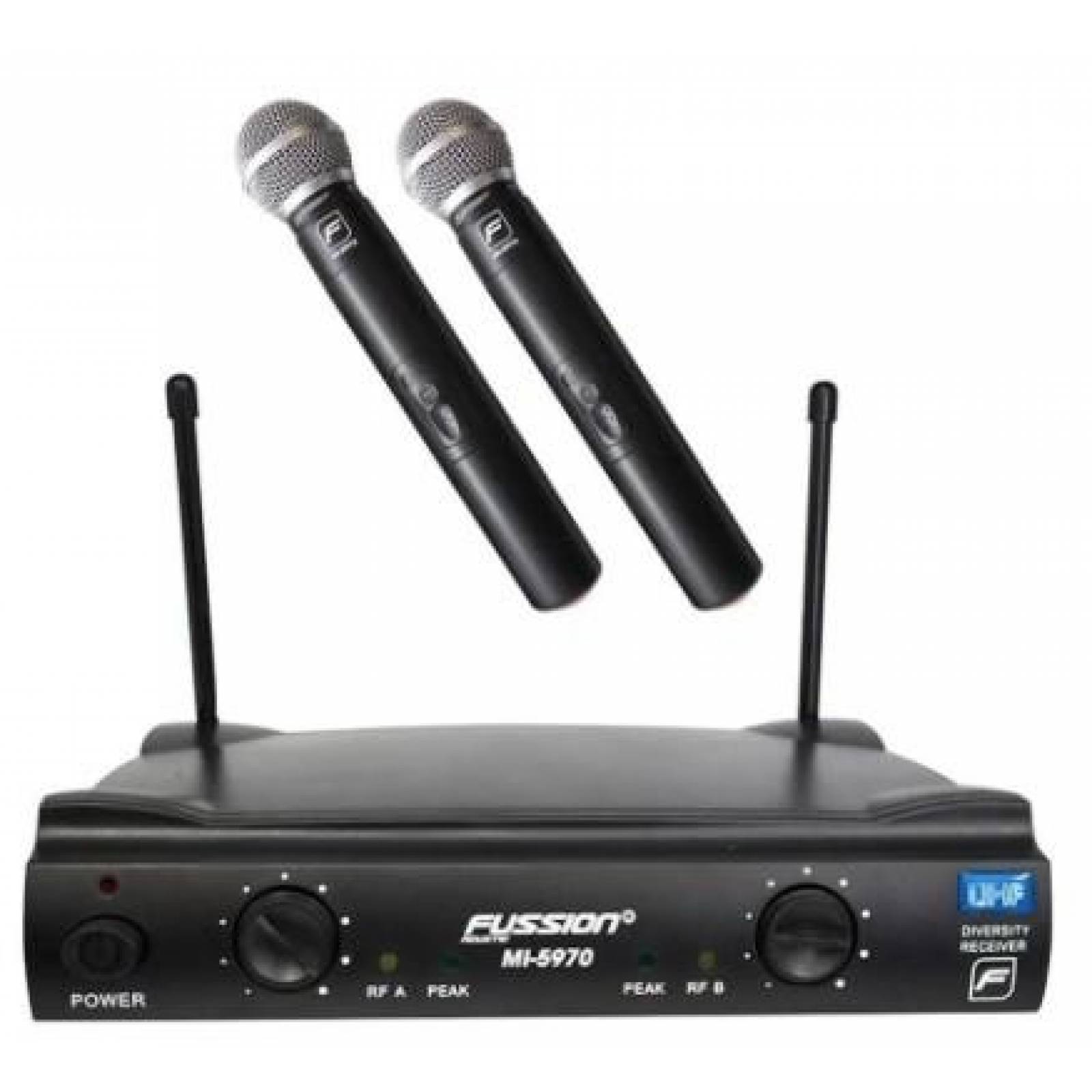 SISTEMA DE 2 MICROFONOS INALAMBRICOS UHF IDEAL KARAOKE