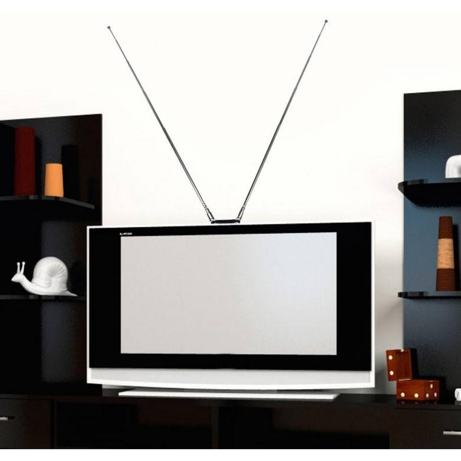 ANTENA DE CONEJO HDTV DOBLE MOVIMIENTO Y CABLE COAXIAL 