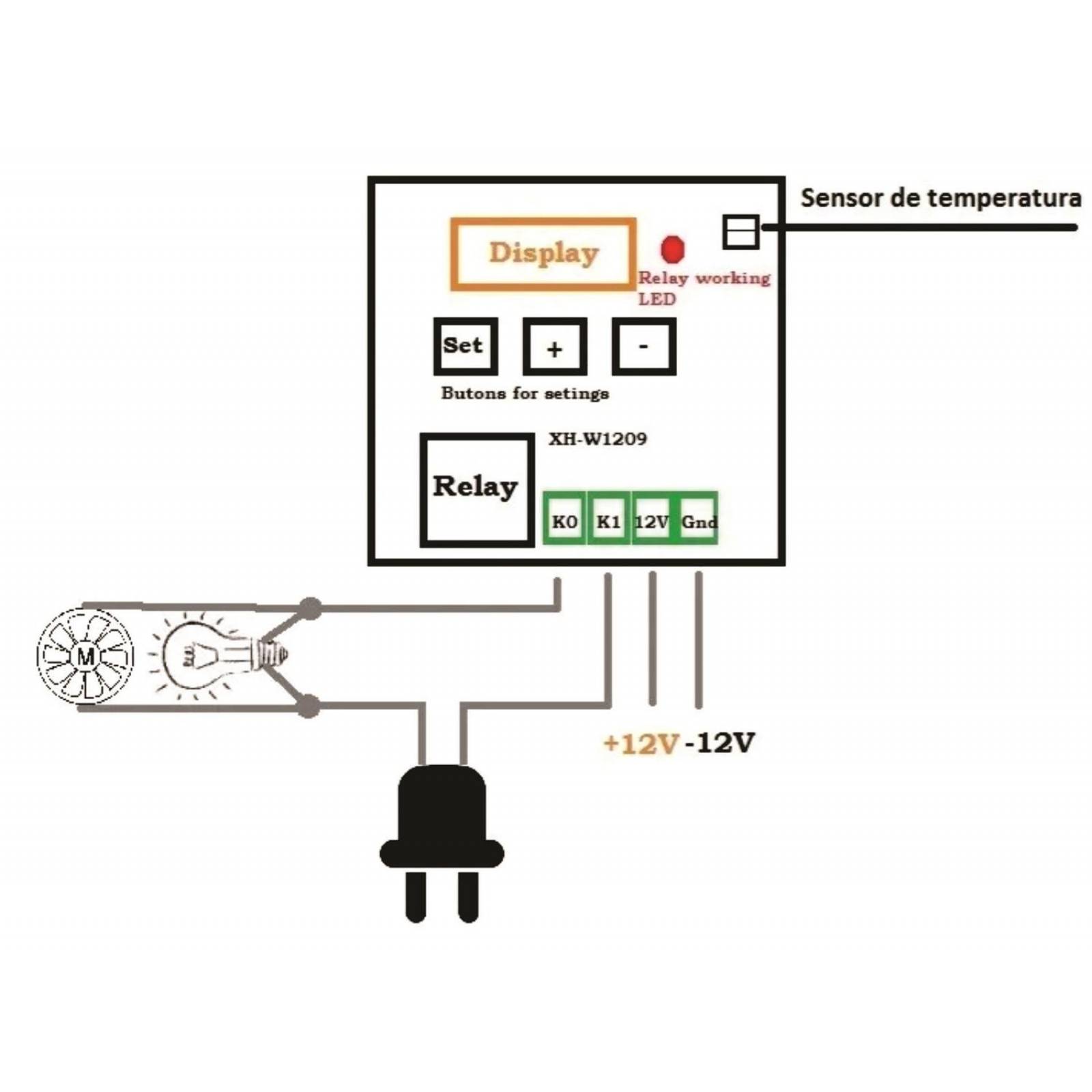CONTROL DE TEMPERATURA TERMOSTATO W1209 INCUBADORA ACUARIO 