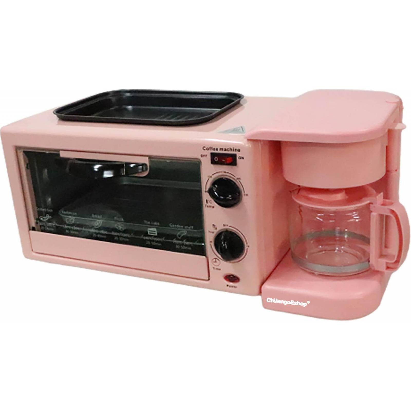 HORNO ELECTRICO ROSA MULTIFUNCIONAL CON CAFETERA 