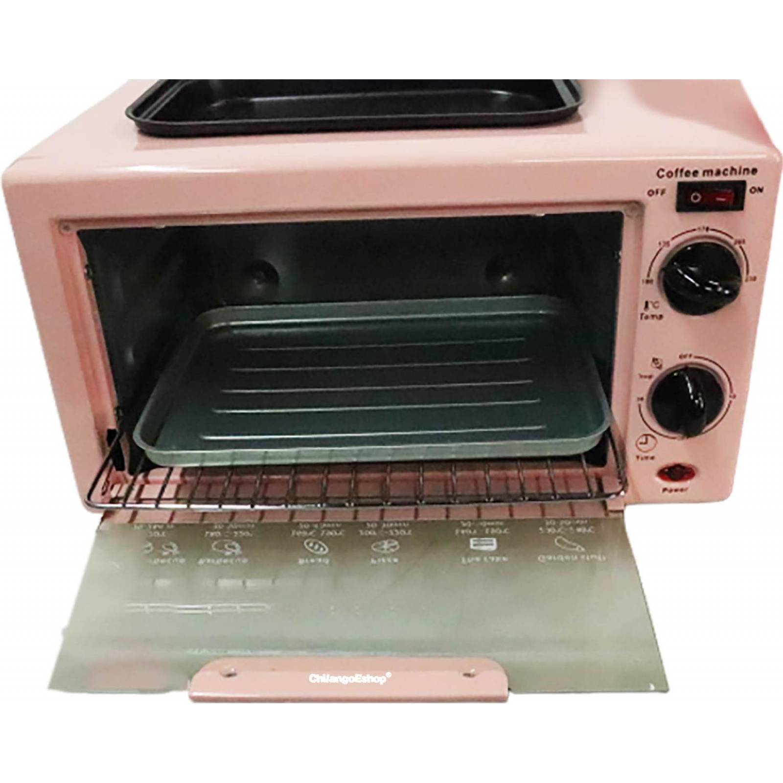 HORNO ELECTRICO ROSA MULTIFUNCIONAL CON CAFETERA 