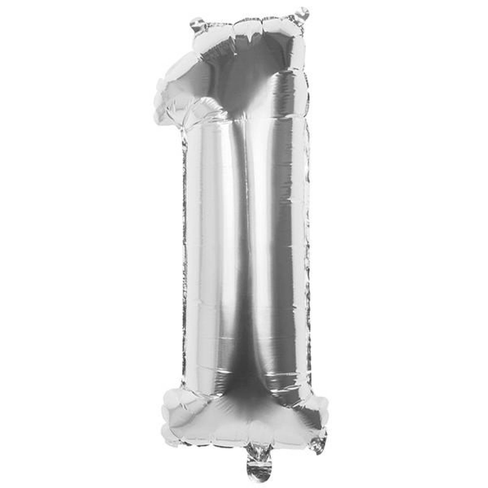 Globo Metalico De Numero Uno Gigante 80Cm Plateado