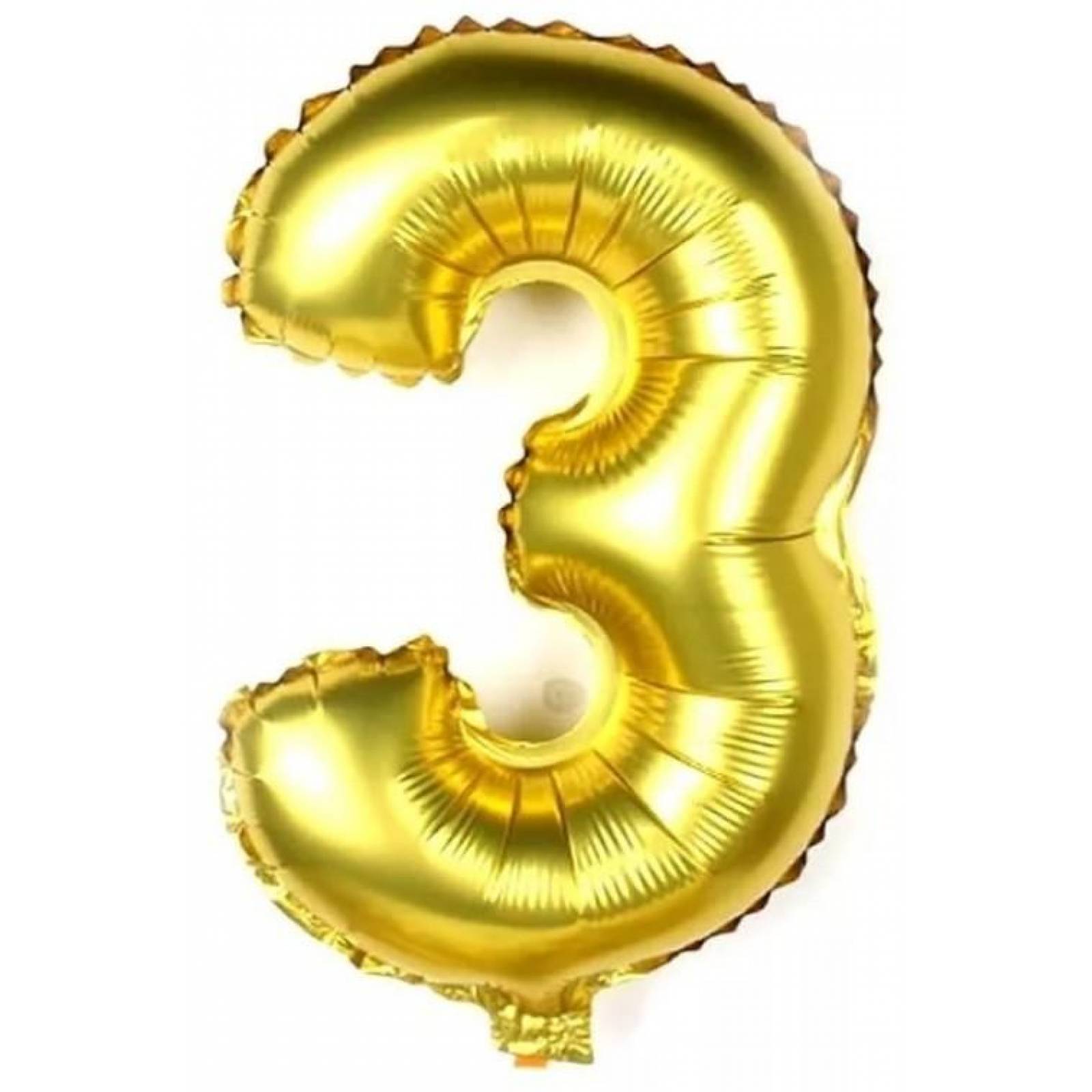 GLOBO METALICO DE NUMERO TRES GIGANTE 80CM DORADO