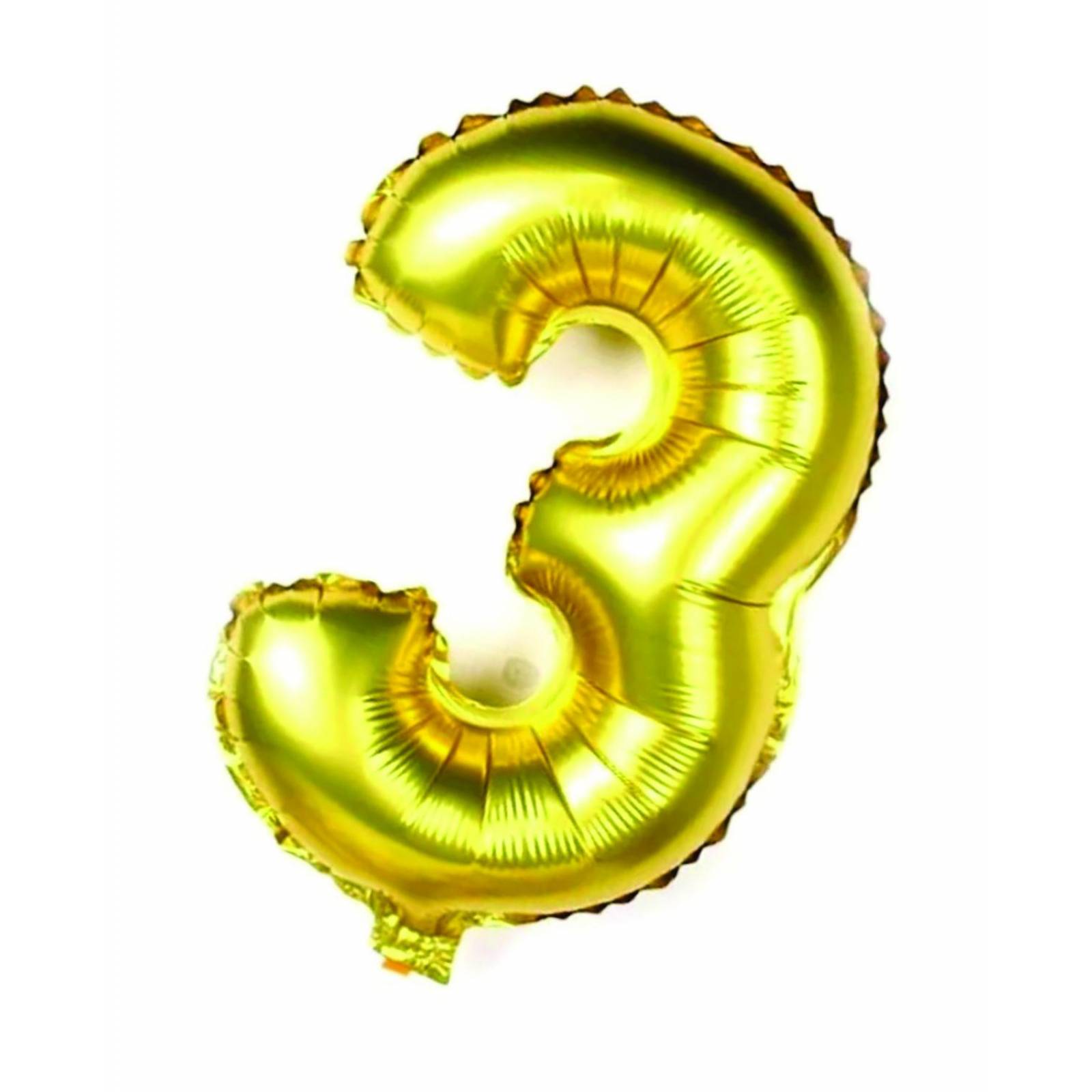 GLOBO METALICO DE NUMERO TRES GIGANTE 80CM DORADO