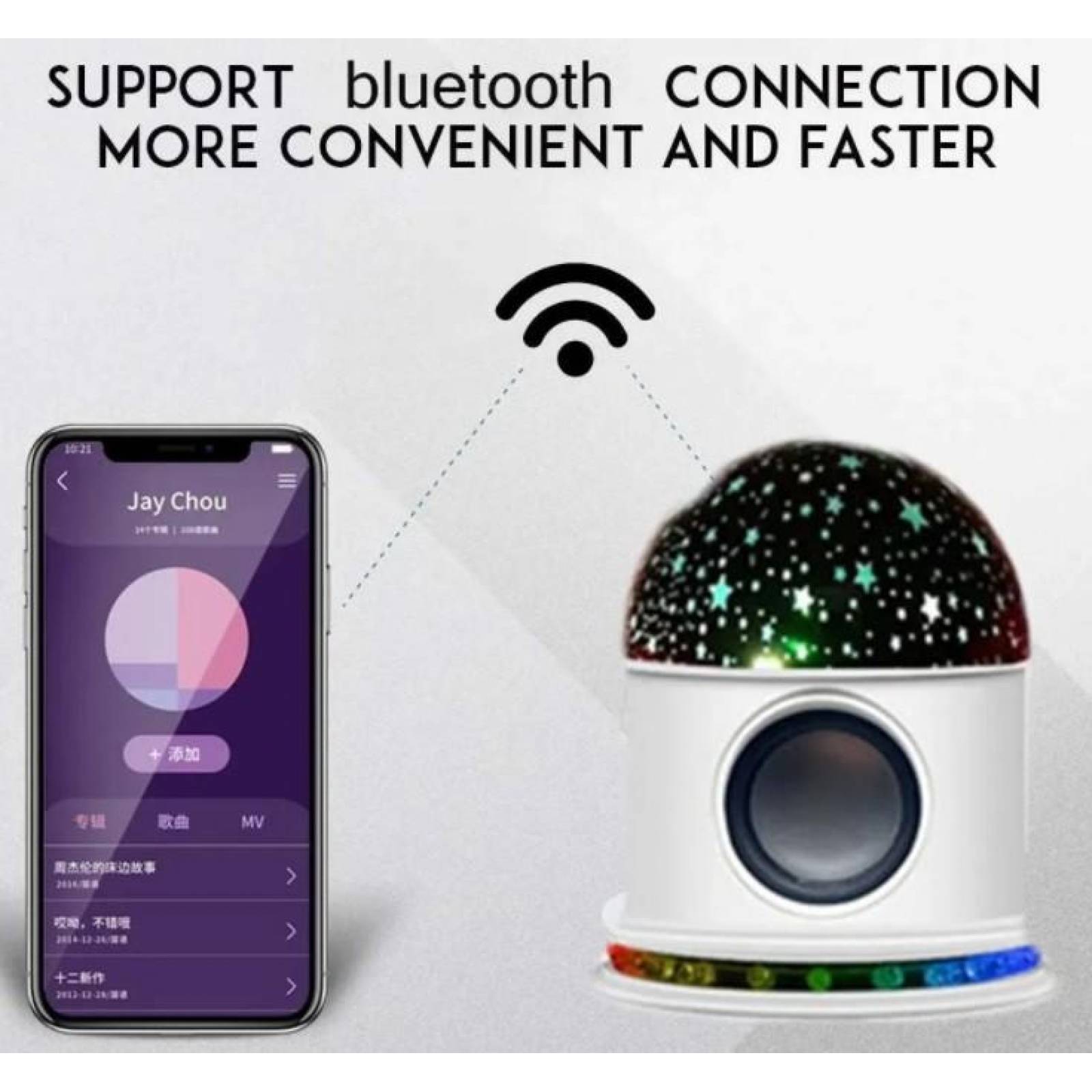 ESFERA PROYECTOR ESTRELLAS LAMPARA NOCHE BOCINA BLUETOOTH