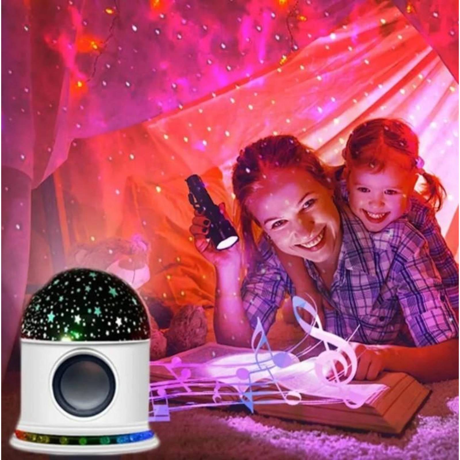 ESFERA PROYECTOR ESTRELLAS LAMPARA NOCHE BOCINA BLUETOOTH