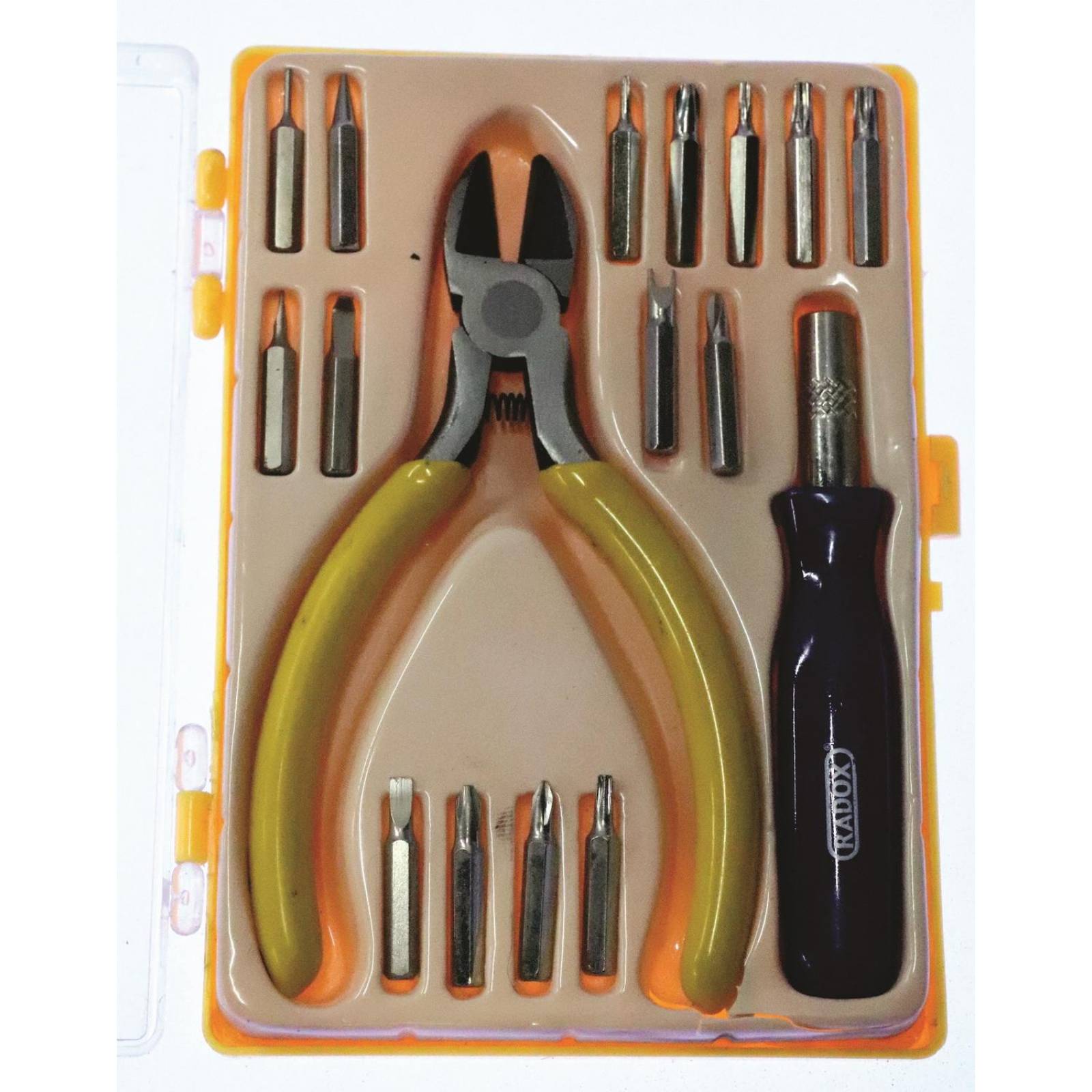 JUEGO DE PINZAS Y DESARMADOR CON PUNTAS INTERCAMBIABLES 