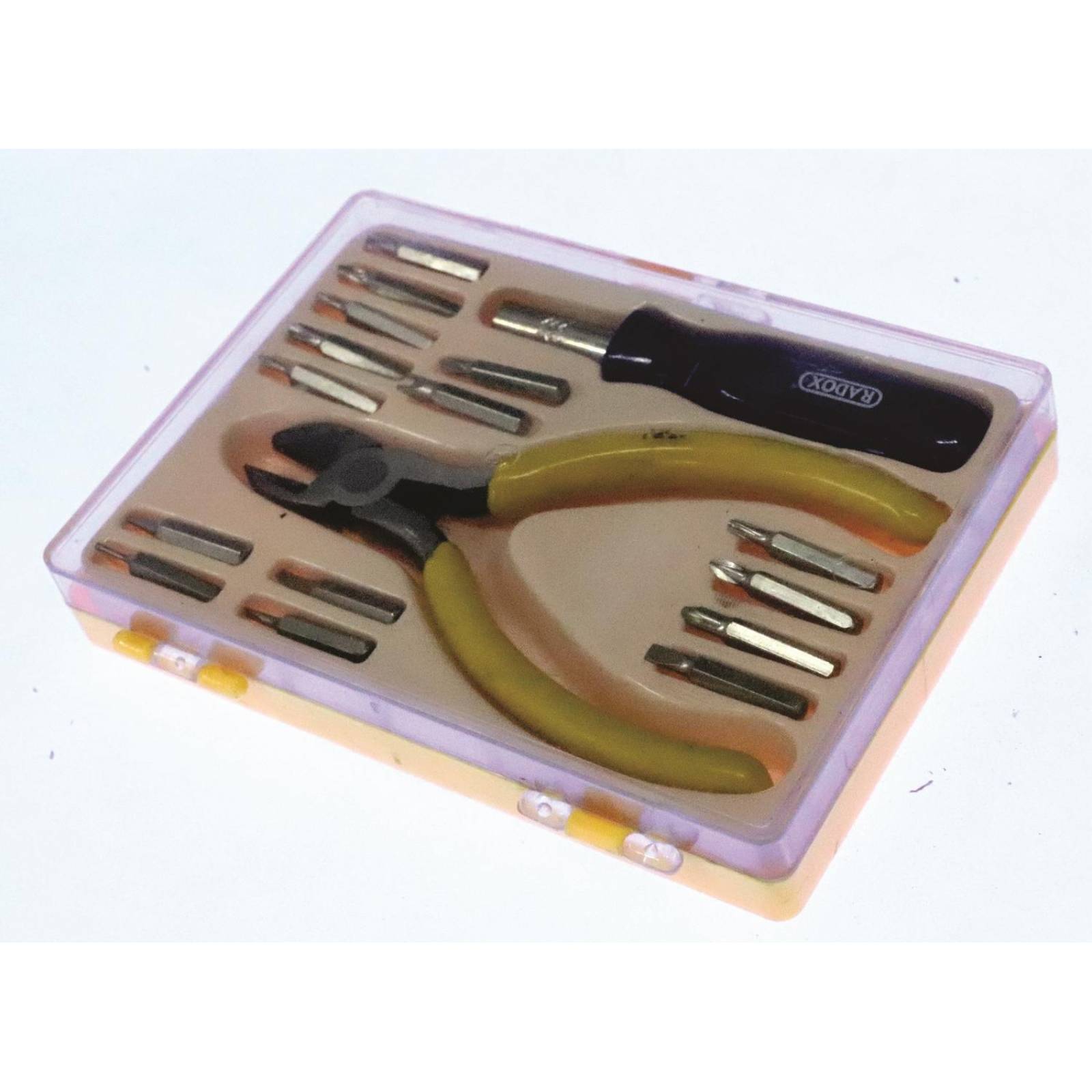 JUEGO DE PINZAS Y DESARMADOR CON PUNTAS INTERCAMBIABLES 