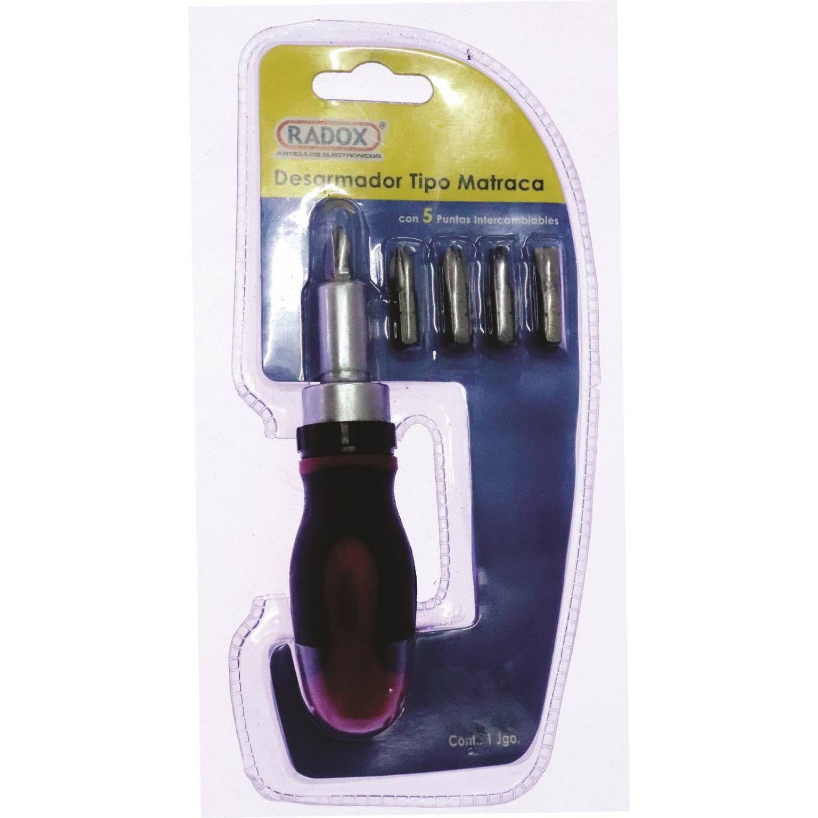 DESARMADOR TIPO MATRACA CON 5 PUNTAS INTERCAMBIABLES 
