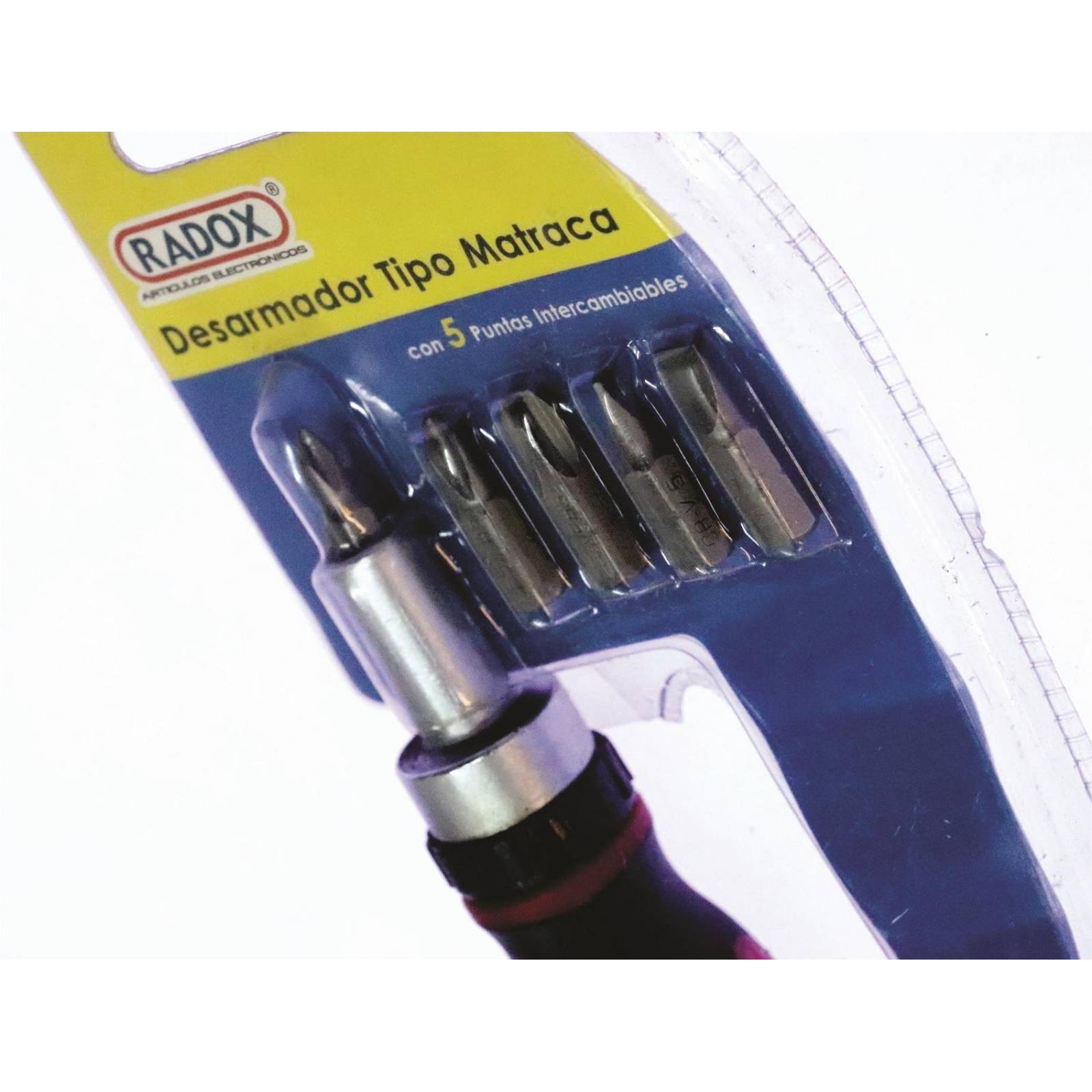 DESARMADOR TIPO MATRACA CON 5 PUNTAS INTERCAMBIABLES 