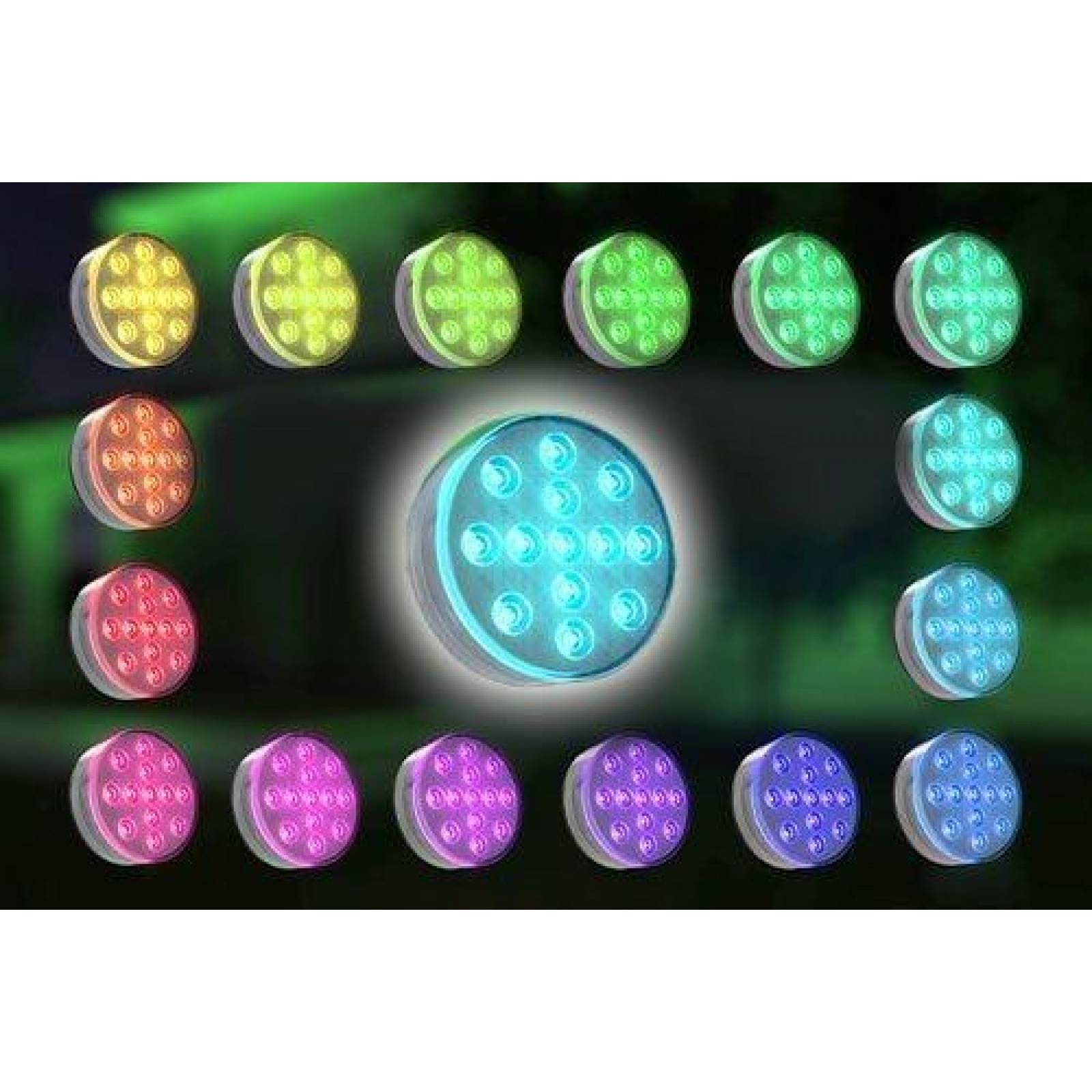 Base Lampara RGB 10 Led Sumergible Control Remoto Decoracion