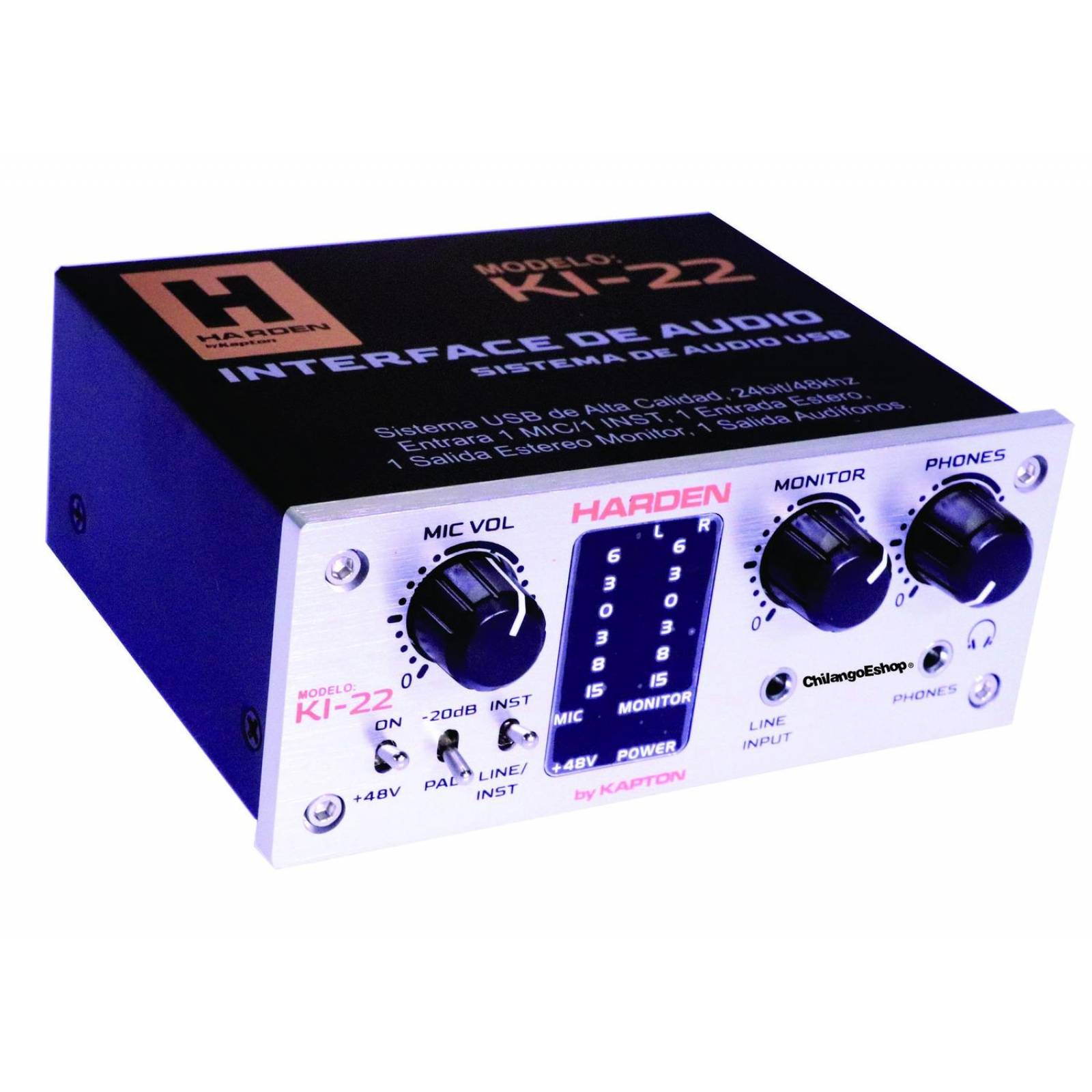 Interfaz De Audio Sistema USB 1 Microfono E Instrumento 
