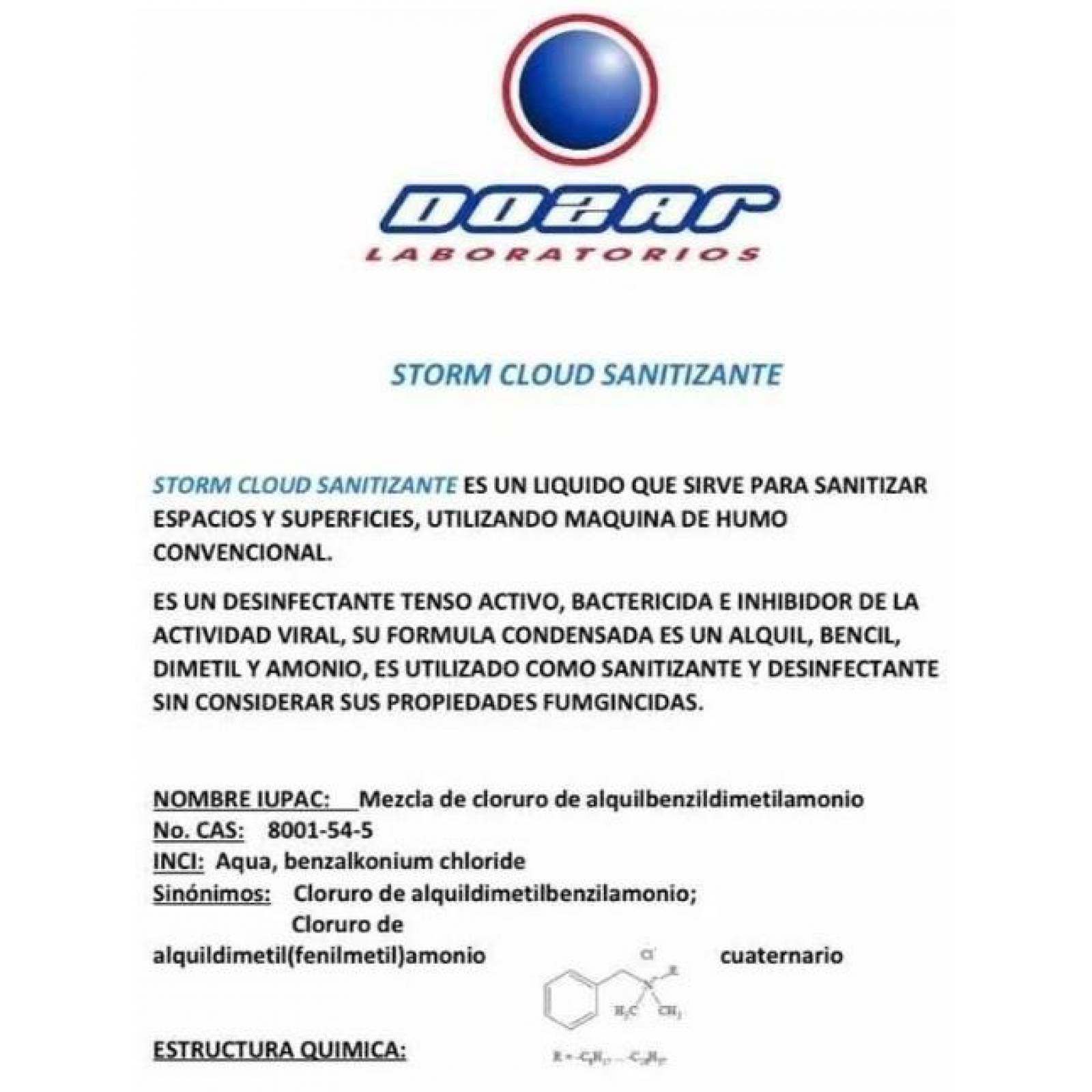 LITRO DE LIQUIDO SANITIZADOR STORM CLOUD PARA MAQUINA DE HUMO 