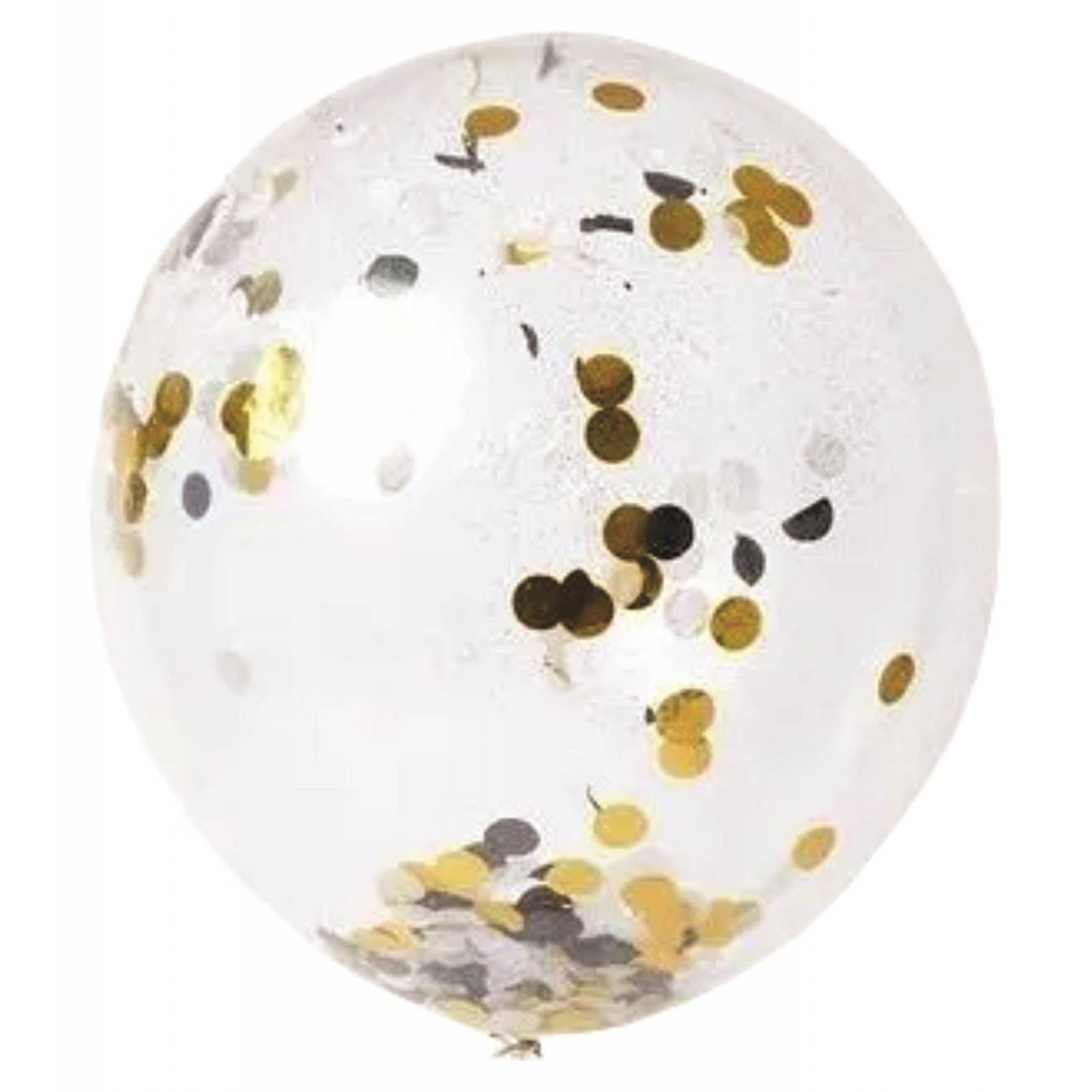 KIT 12 GLOBOS METALICOS TRANSPARENTES CONFETI MARMOL DORADO