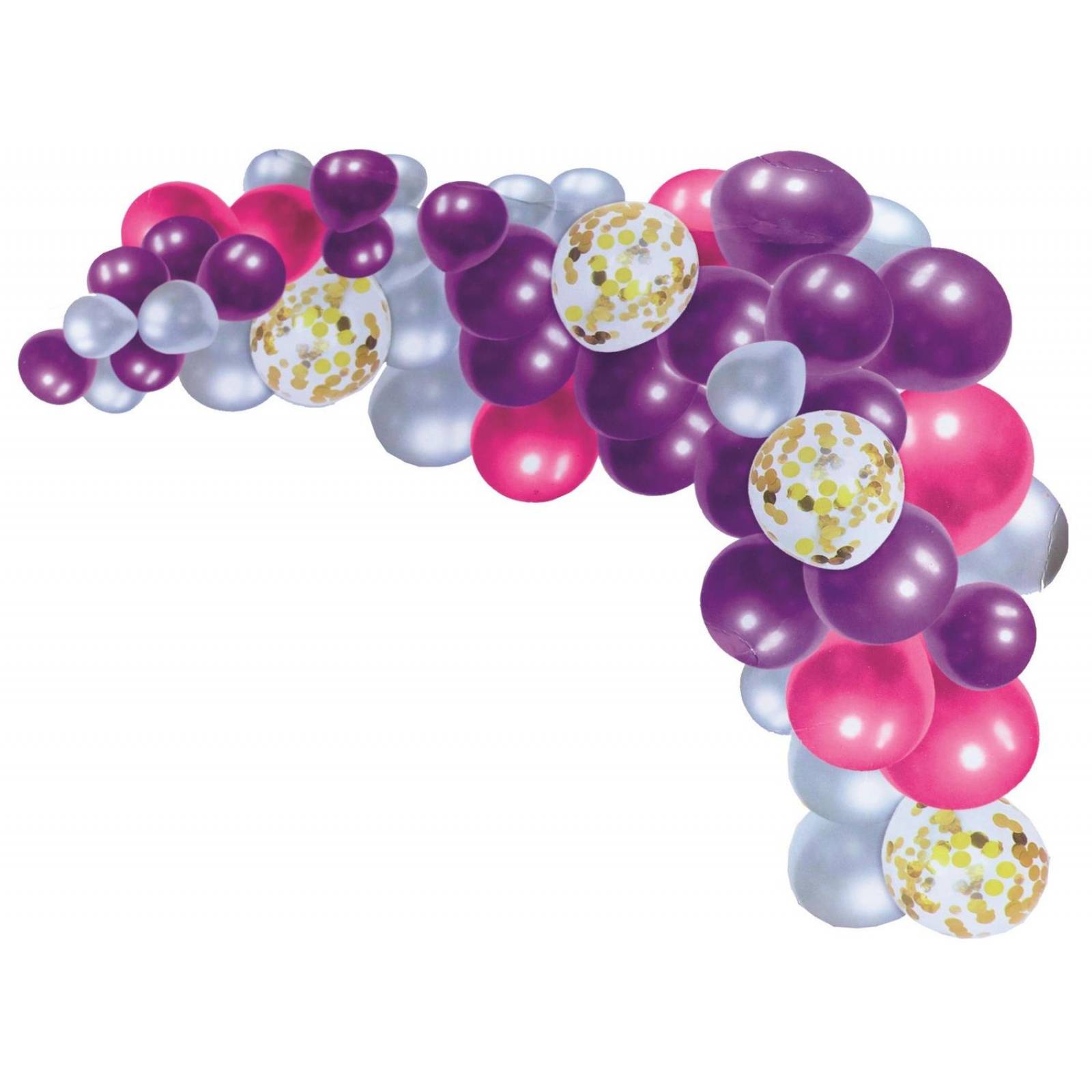 34 GLOBOS METALICOS TRANSPARENTES CONFETI MARMOL MORADO FIUSHA
