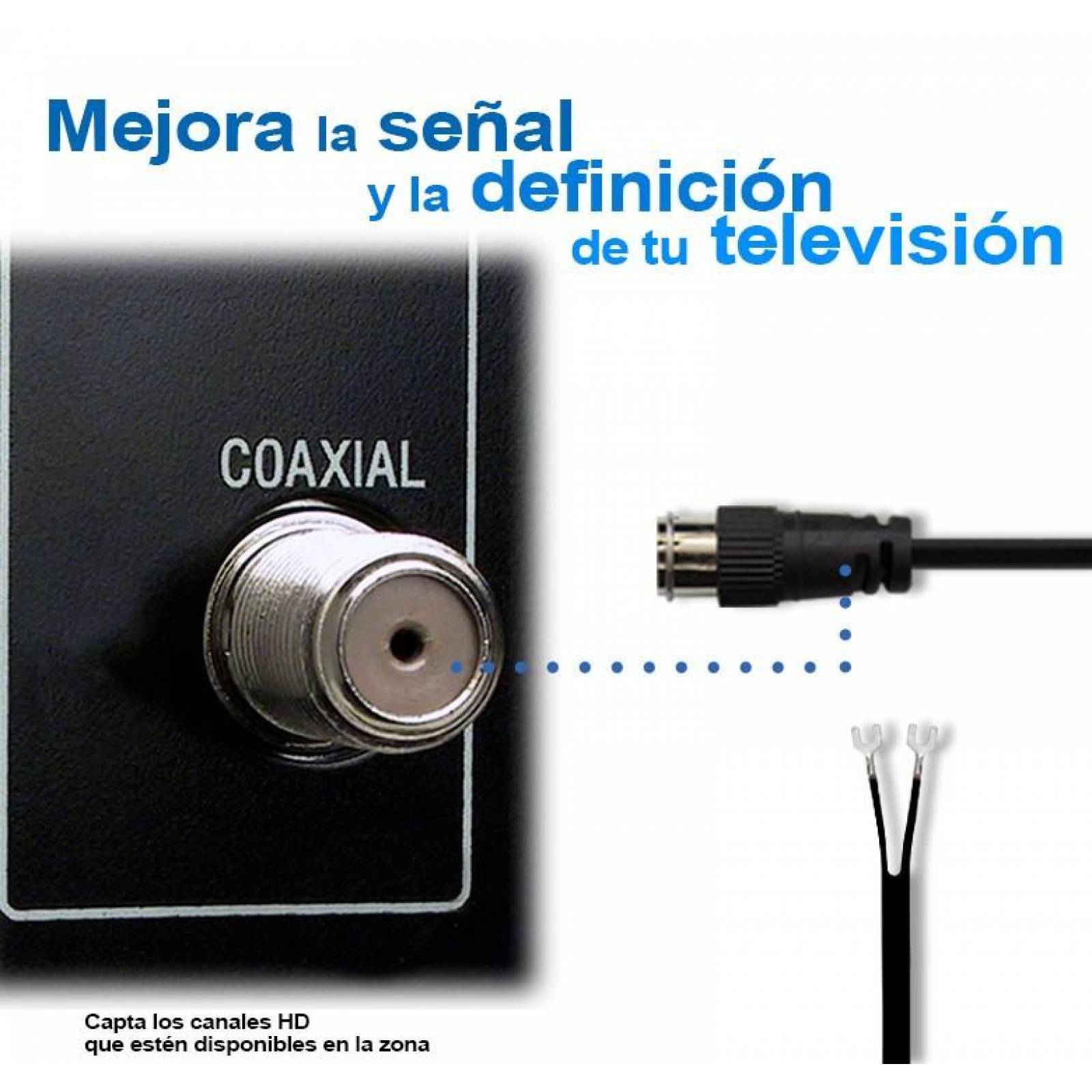 ANTENA INTERIOR HDTV CONEJO DOBLE ARO CABLE 75 OHMS 300 OHMS 