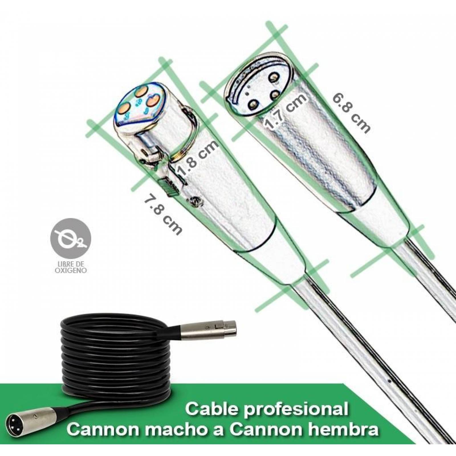CABLE PROFESIONAL / CANON MACHO A CANON HEMBRA /3,5 MTS /LIBRE DE OXÍGENO /SIN DISTORSIÓN