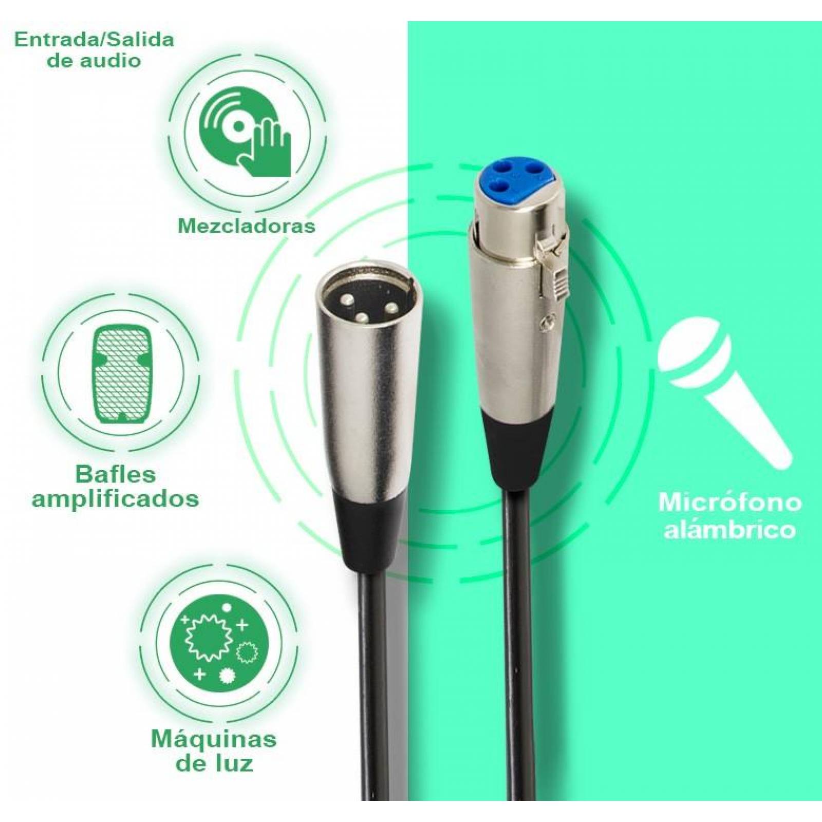 CABLE PROFESIONAL / CANON MACHO A CANON HEMBRA /3,5 MTS /LIBRE DE OXÍGENO /SIN DISTORSIÓN