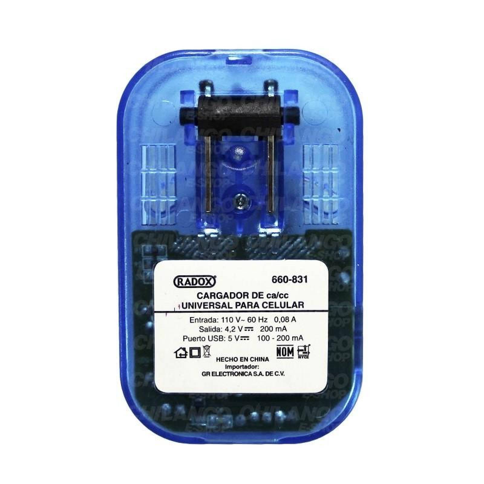 CARGADOR UNIVERSAL PARA CELULAR AZUL 