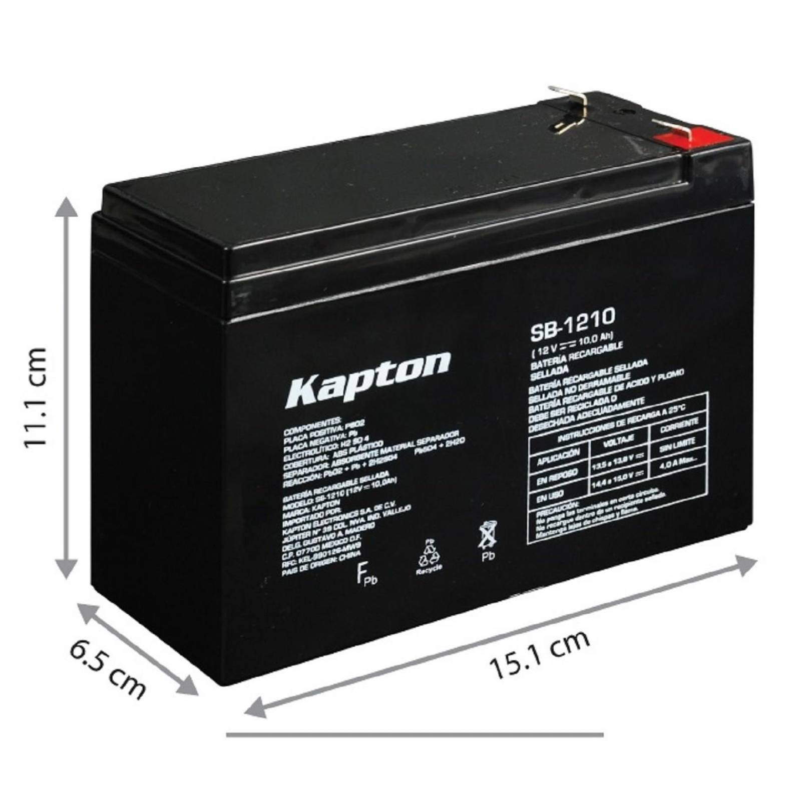 Batería Recargable De Ácido Selladas 12V 10 Amp 