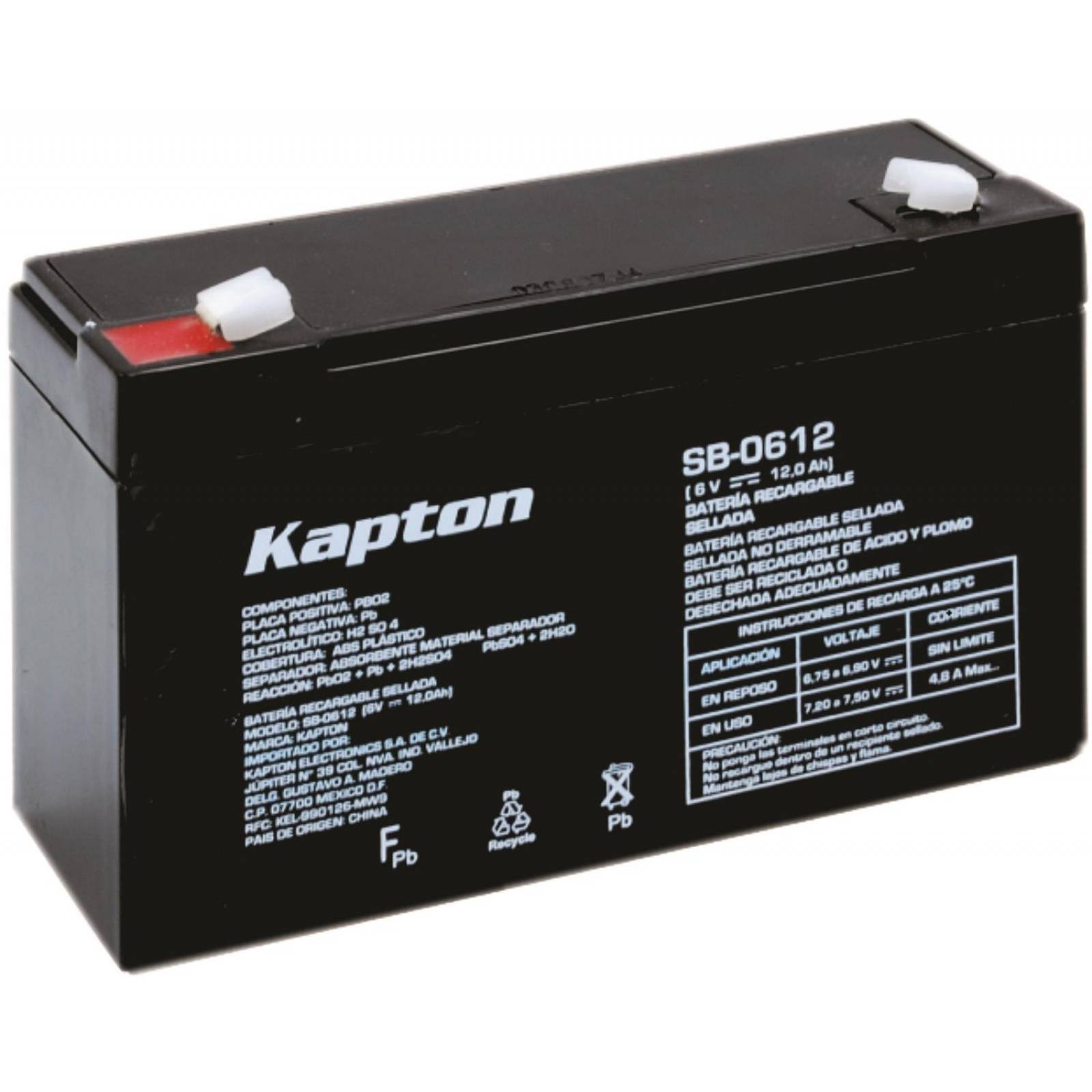 BATERIA RECARGABLE ACIDO SELLADA 6V-12AH 