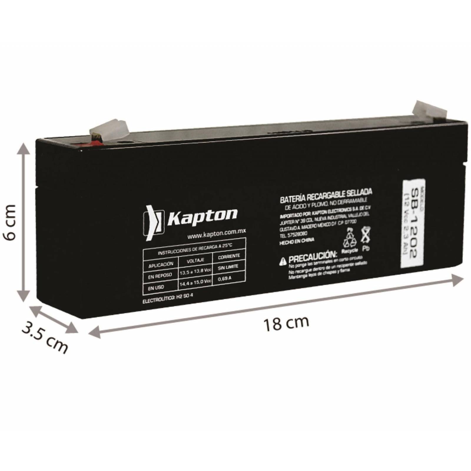 BATERIA RECARGABLE DE ACIDO SELLADAS 12 V 2 Ah 