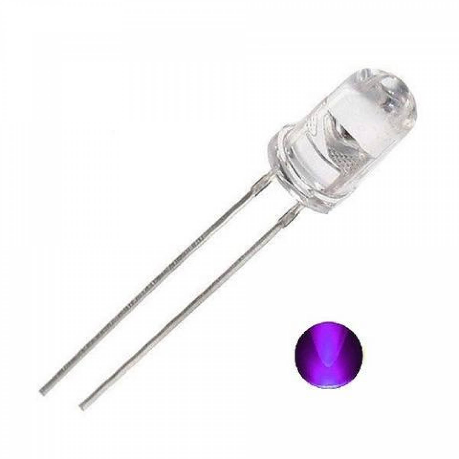 LED TRANSPARENTE DE 5MM COLOR MORADO (10 PIEZAS) 