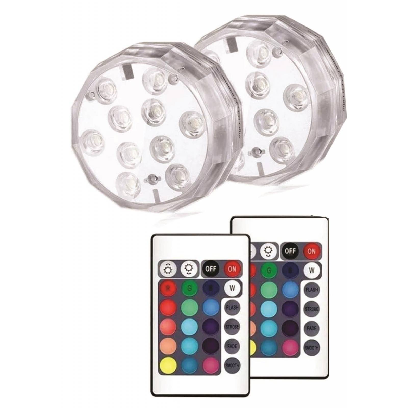 BASE LAMPARA RGB 10 LED SUMERGIBLE (2 PIEZAS)