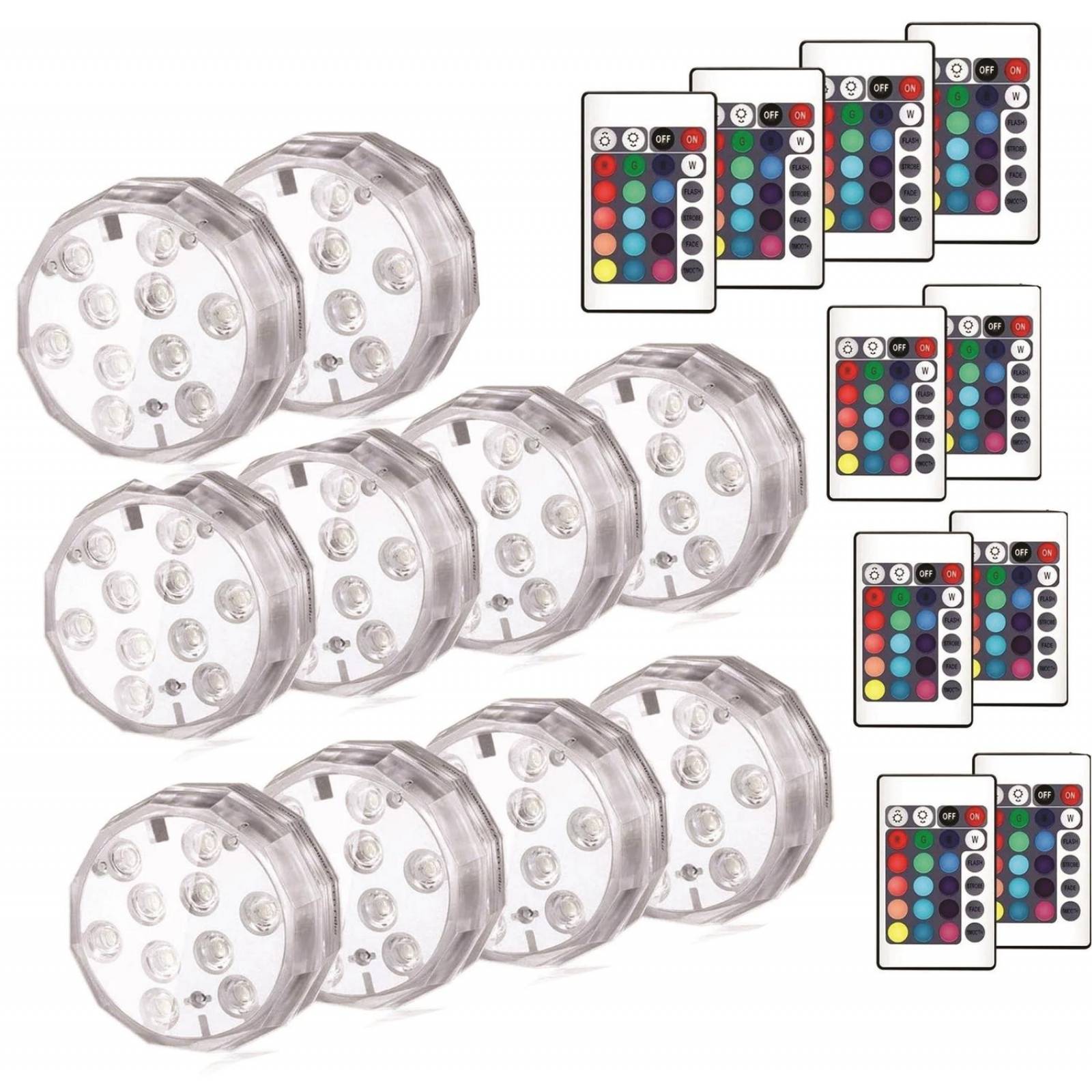 BASE LAMPARA RGB 10 LED SUMERGIBLE (10 PIEZAS)