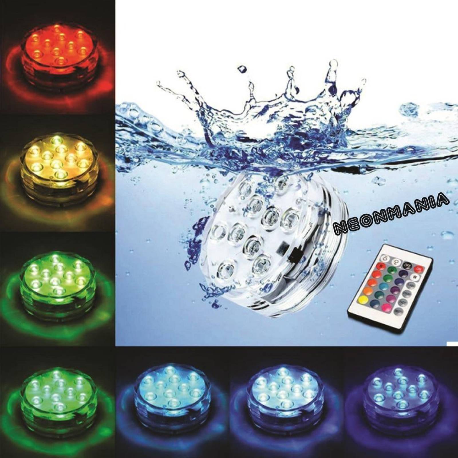 BASE LAMPARA RGB 10 LED SUMERGIBLE (10 PIEZAS)