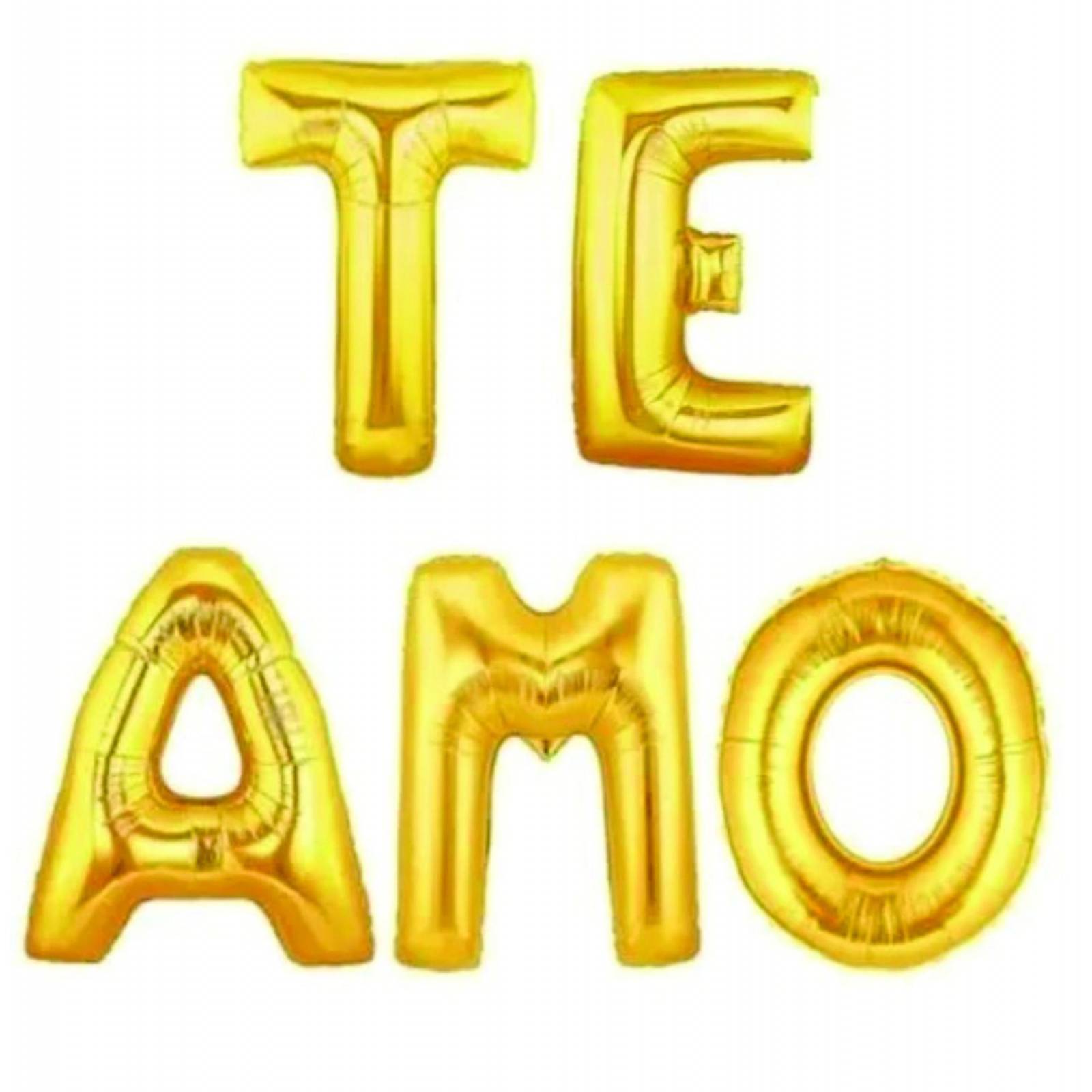 Globos metalicos de letras TE AMO dorado 