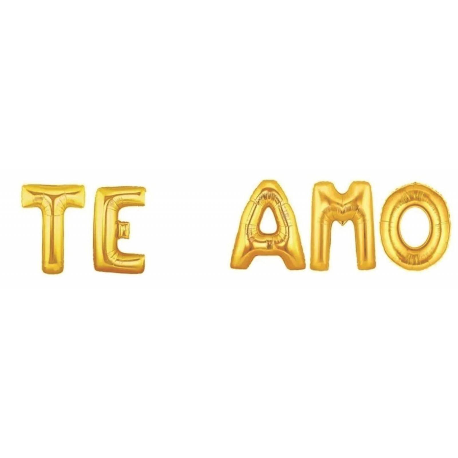 Globos metalicos de letras TE AMO dorado 