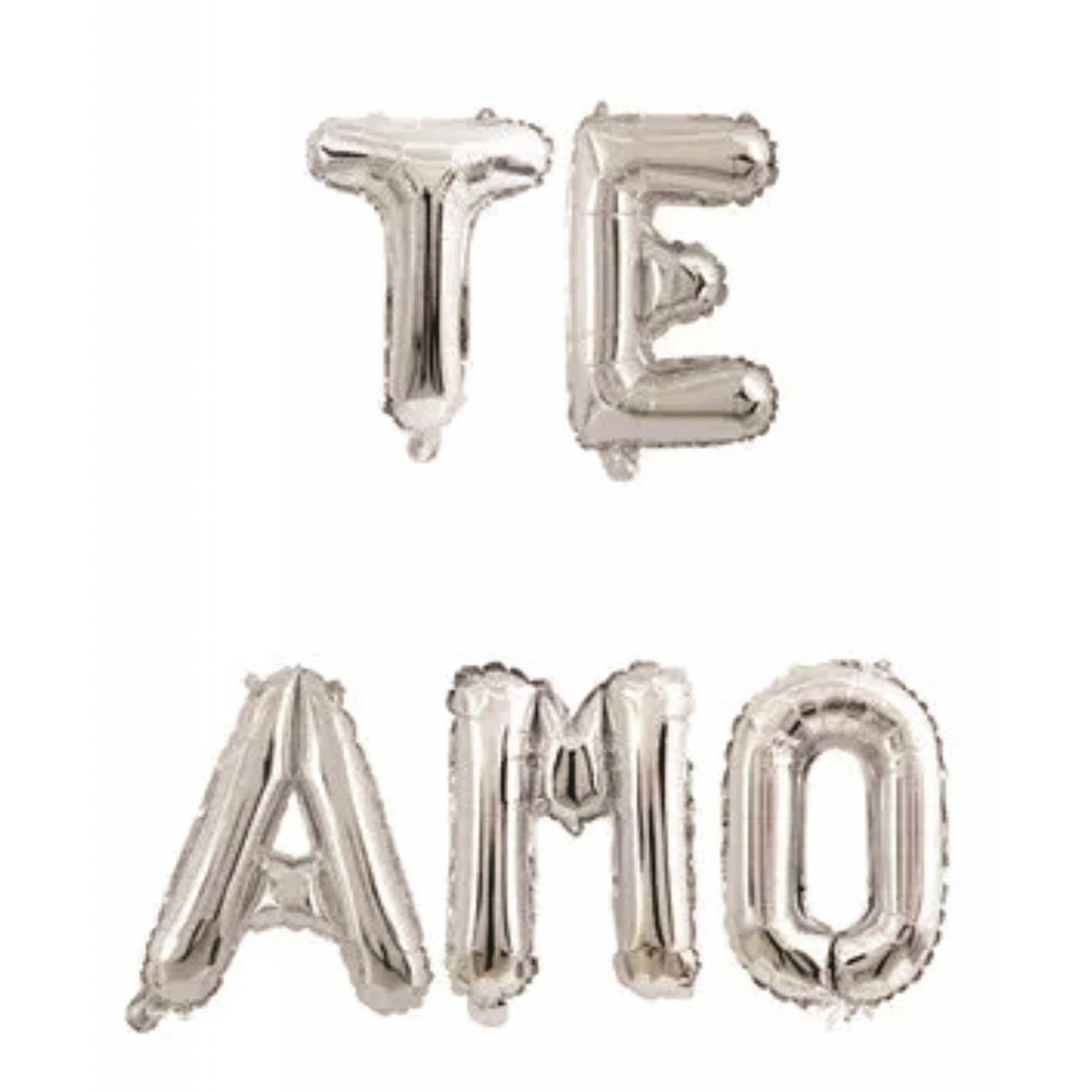 Globos metalicos de letras TE AMO plateado