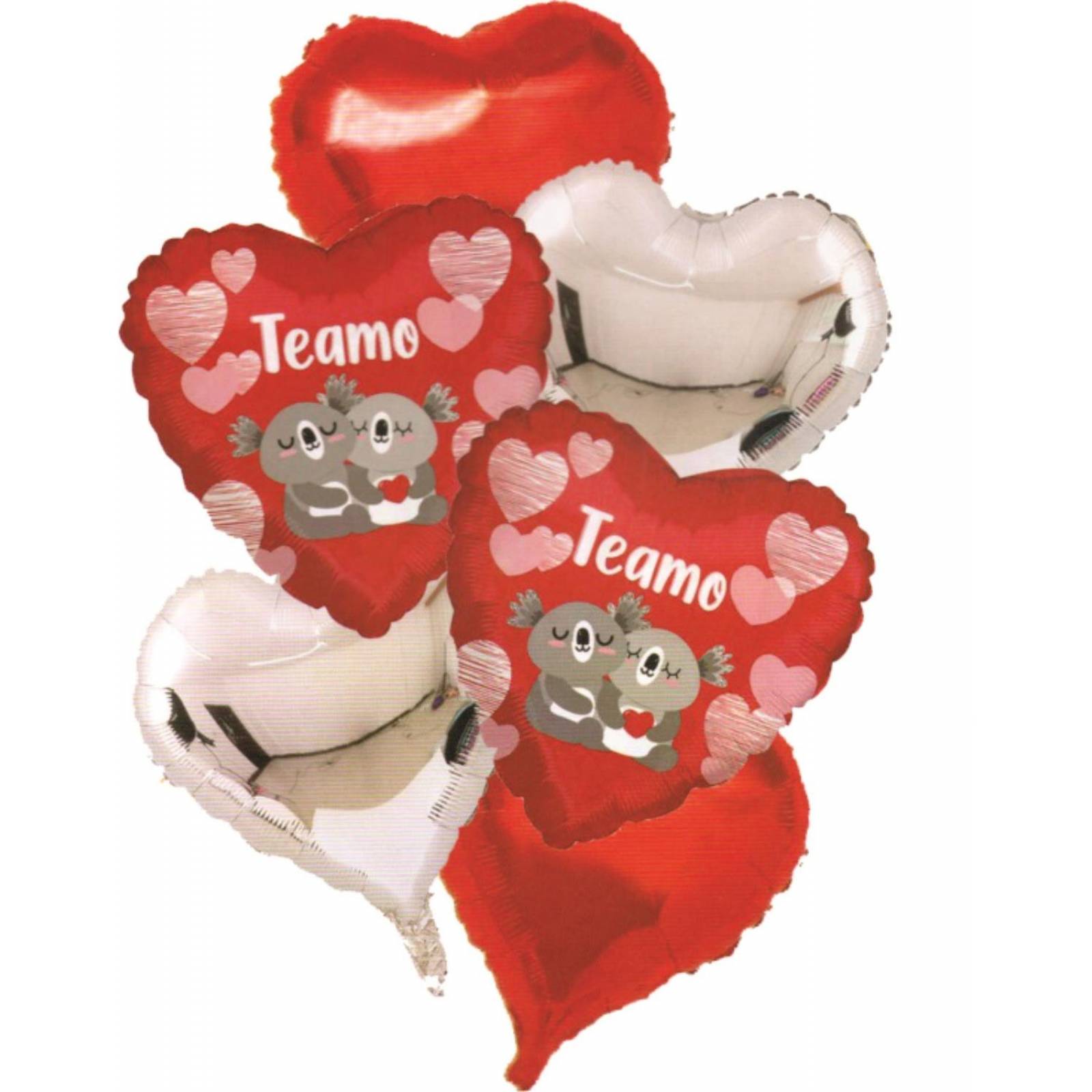 kit 5 globos metalizados corazones TE AMO tipo koalas 