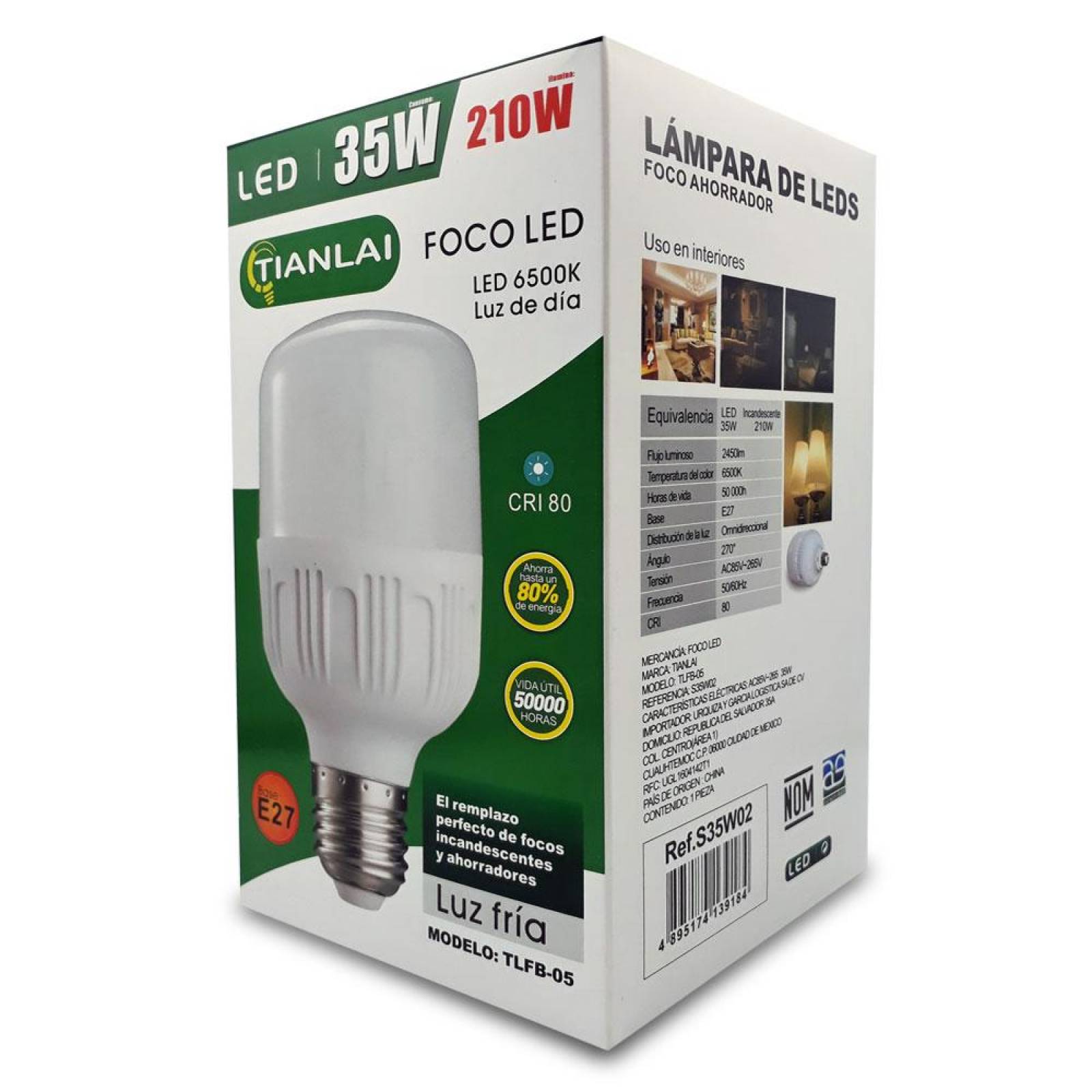 Foco Led Tipo bala 35w Super Potente 2450lm (2 PIEZAS) 