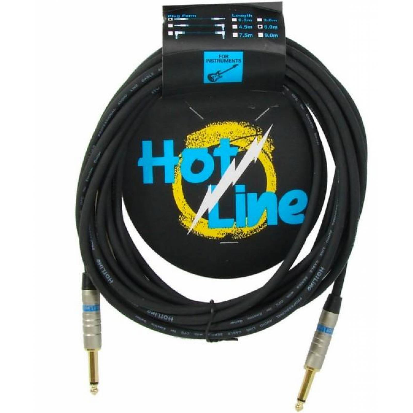 Cable para guitarra o linea audio con plugs 6.3 mm Rectos 6 mt 