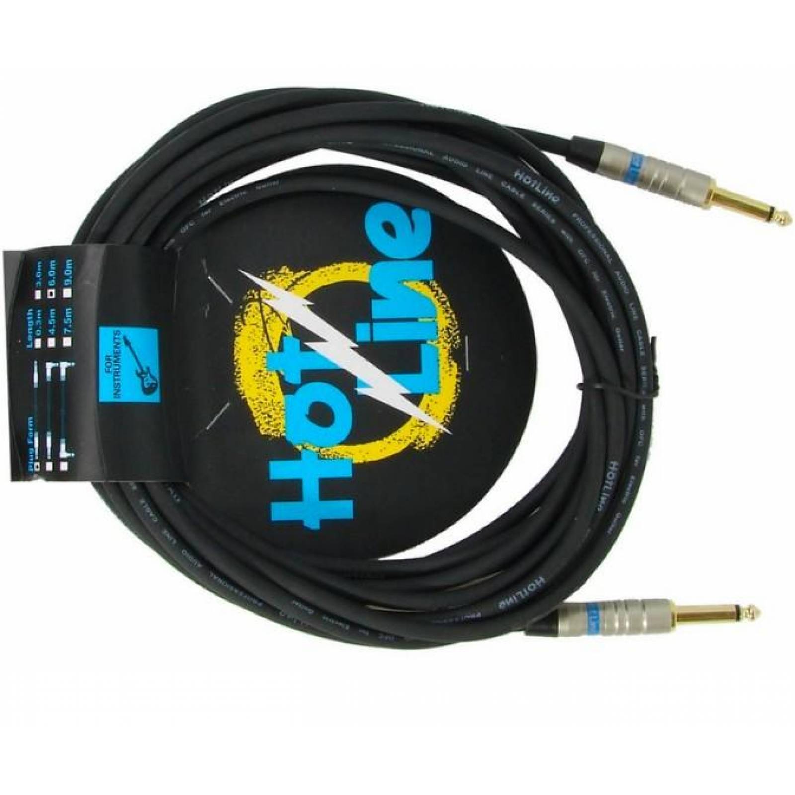 Cable para guitarra o linea audio con plugs 6.3 mm Rectos 6 mt 