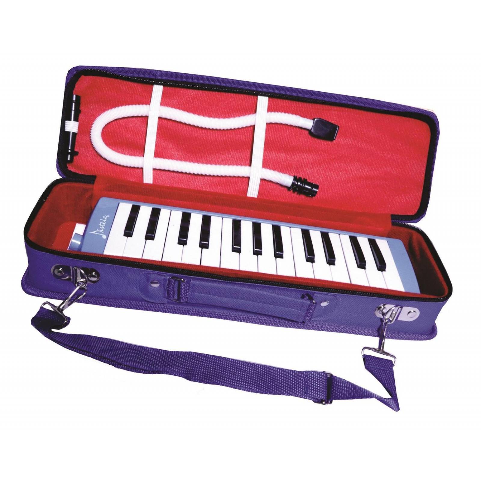 Melodica AZUL de 27 teclas con su estuche de tela y accesorios 
