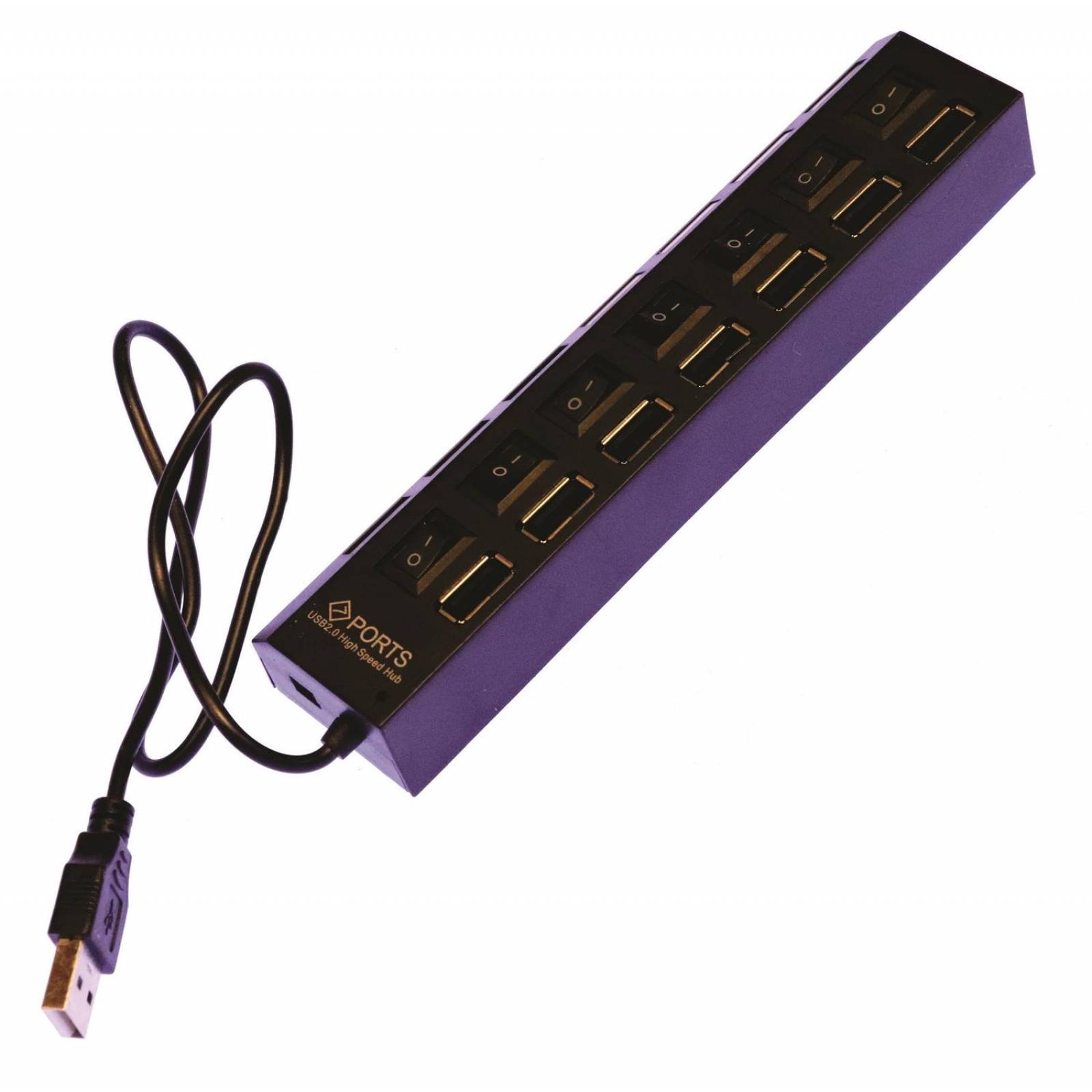 BARRA negra MULTICONTACTOS HUB 7 ENTRADAS USB CON APAGADOR