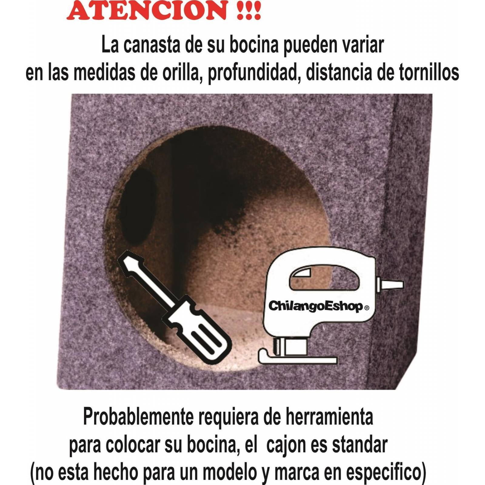 Cajon sellado 1X12 para pickup con soportes 