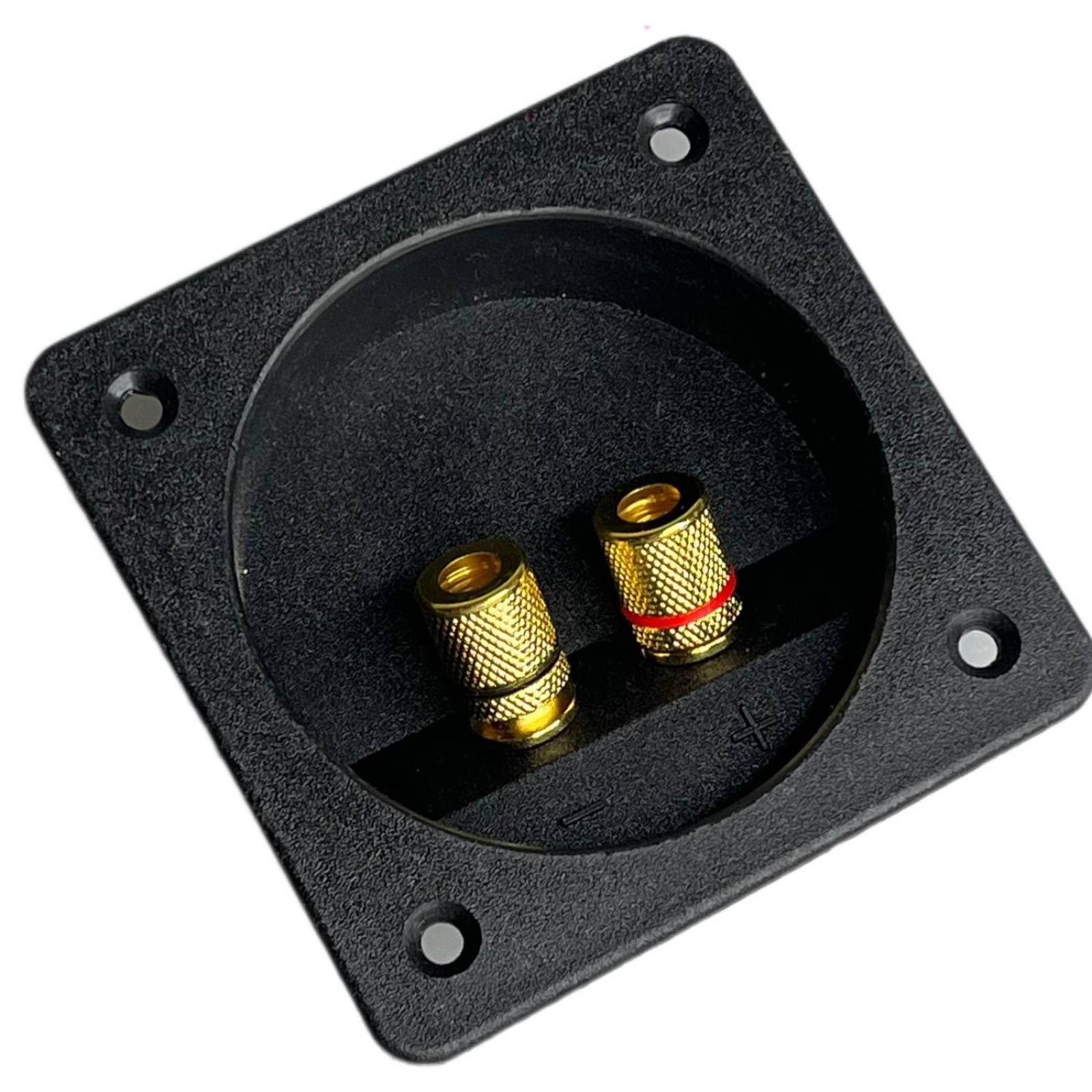 Conector para bocina 2 bornes dorados 75mm diametro 