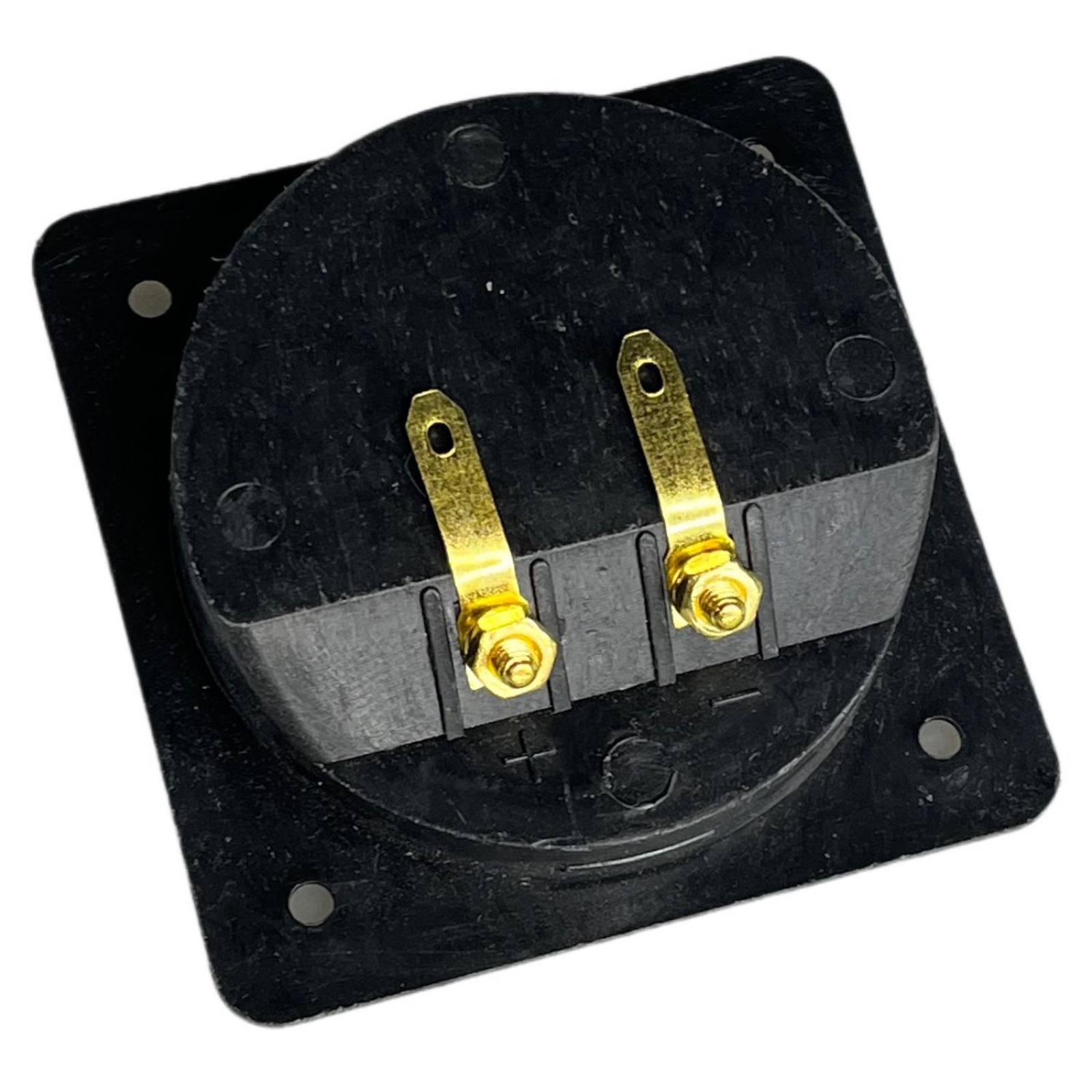 Conector para bocina 2 bornes dorados 75mm diametro 