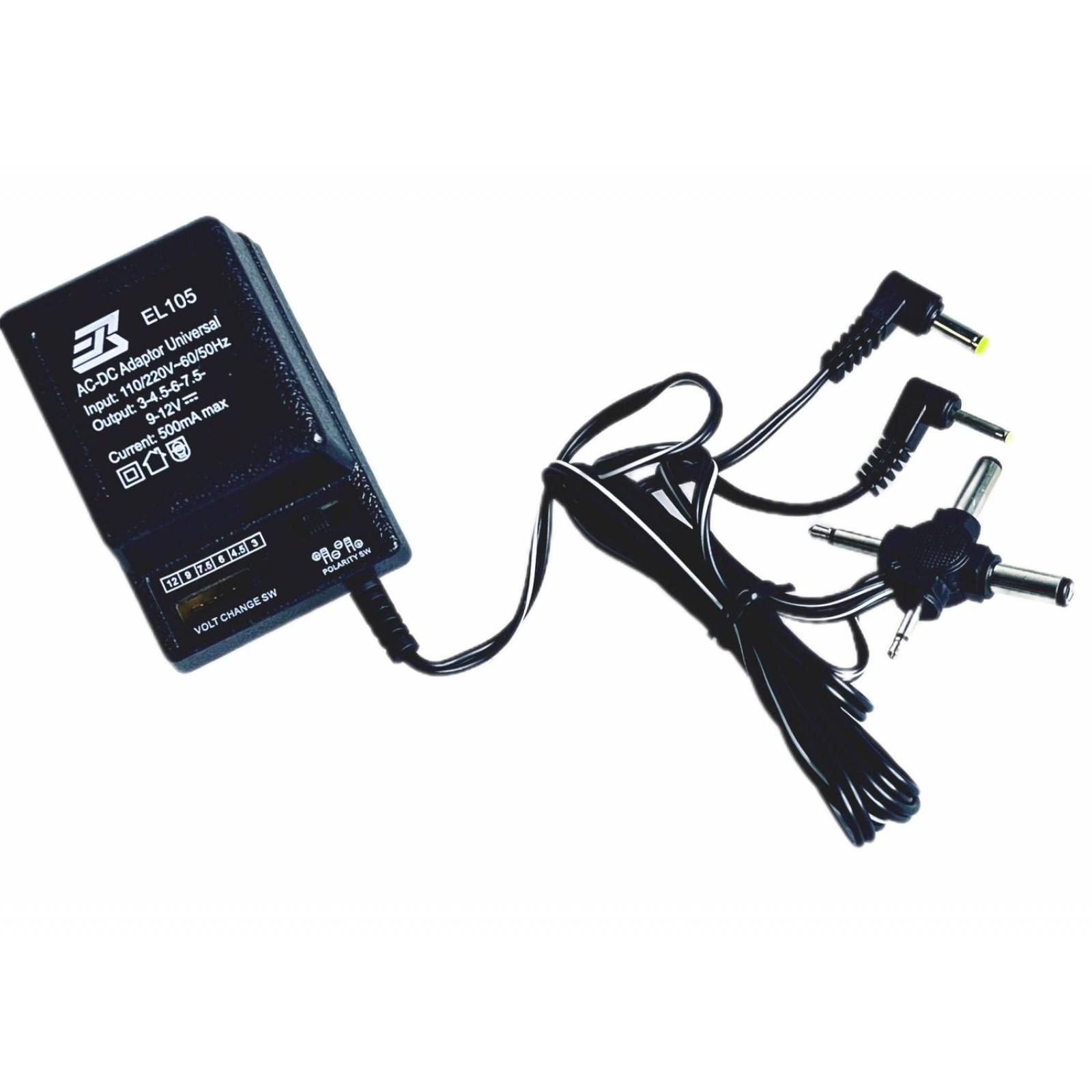 Eliminador de baterías múltiple 3, 4.5, 6, 7.5, 9, 12V - 500ma 