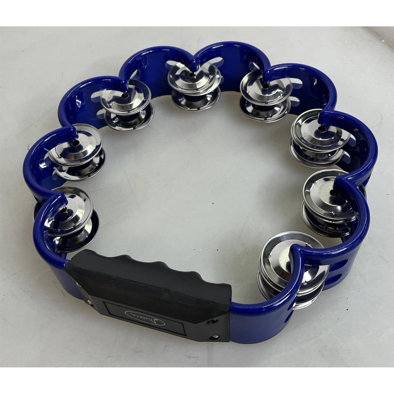 Pandero AZUL circular de ocho sonajas 