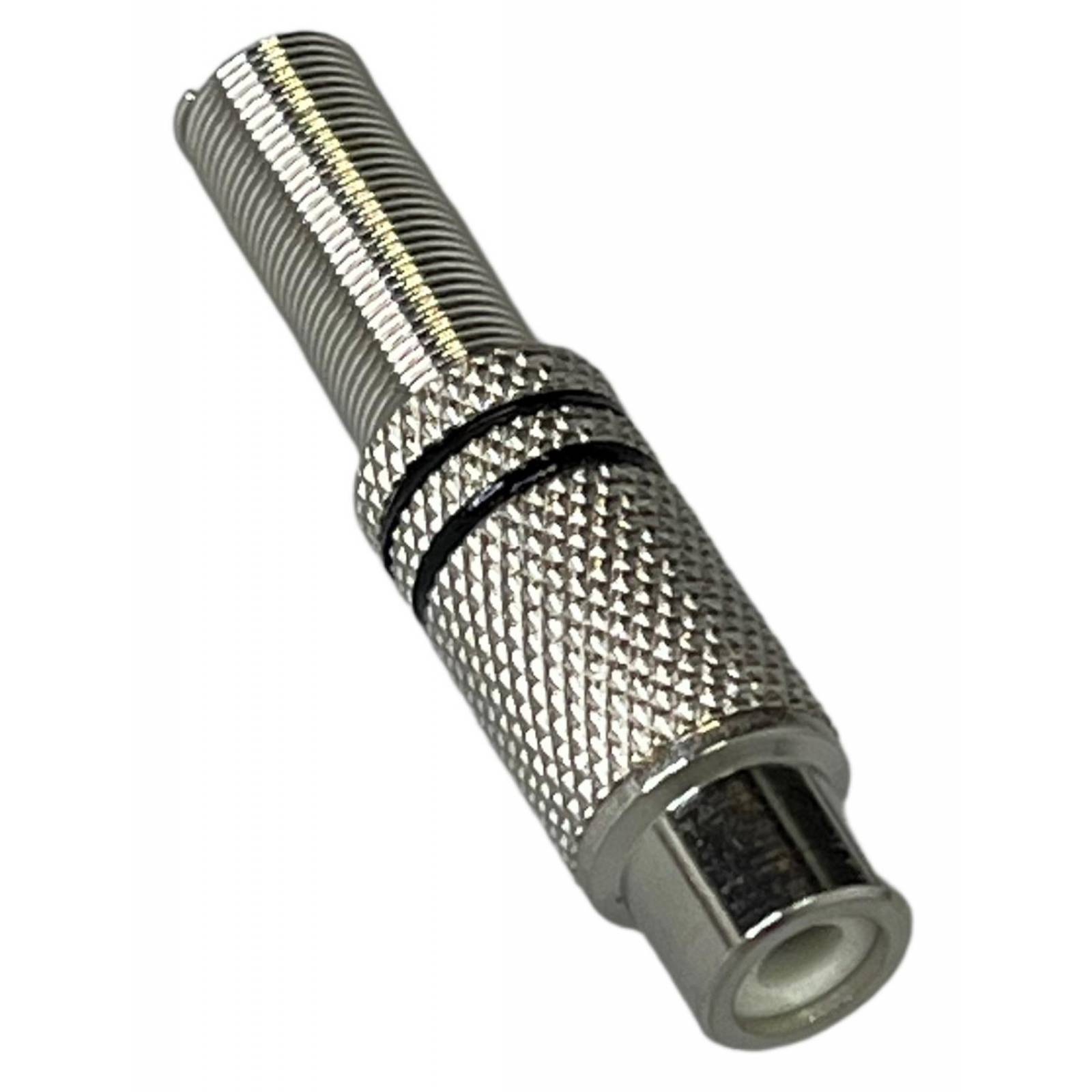 conector jack RCA para extension metalico con resorte franja negra 